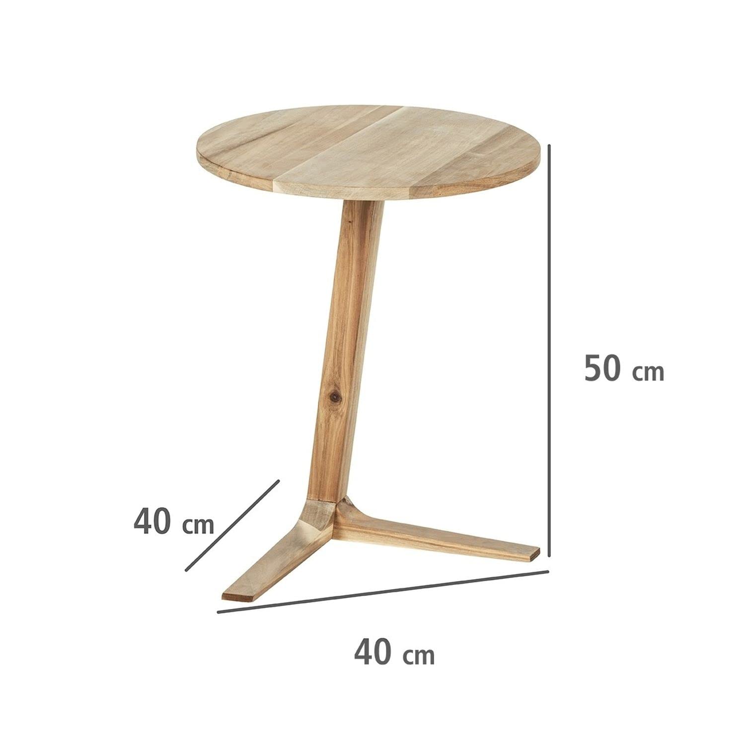 WENKO Acina Round Coffee Table - FSC Certified Acacia Wood Side Table, Bedside Table, or Decorative Shelf with Single Leg Design, 40 x 50 cm - Perfect for Living Room, Bedroom, or Office Decor