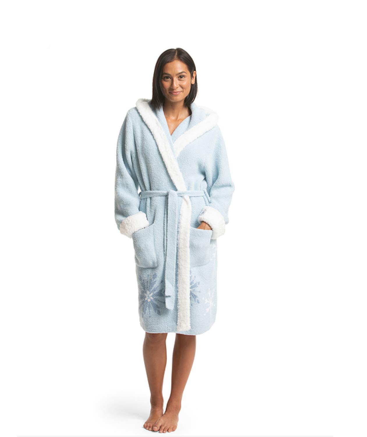 Barefoot Dreams CozyChic Frozen Disney Women's Robe - Soft Plush Adult Bathrobe in Ice Blue Multi | Perfect for Spa Days, Lounging & Disney Movie Nights