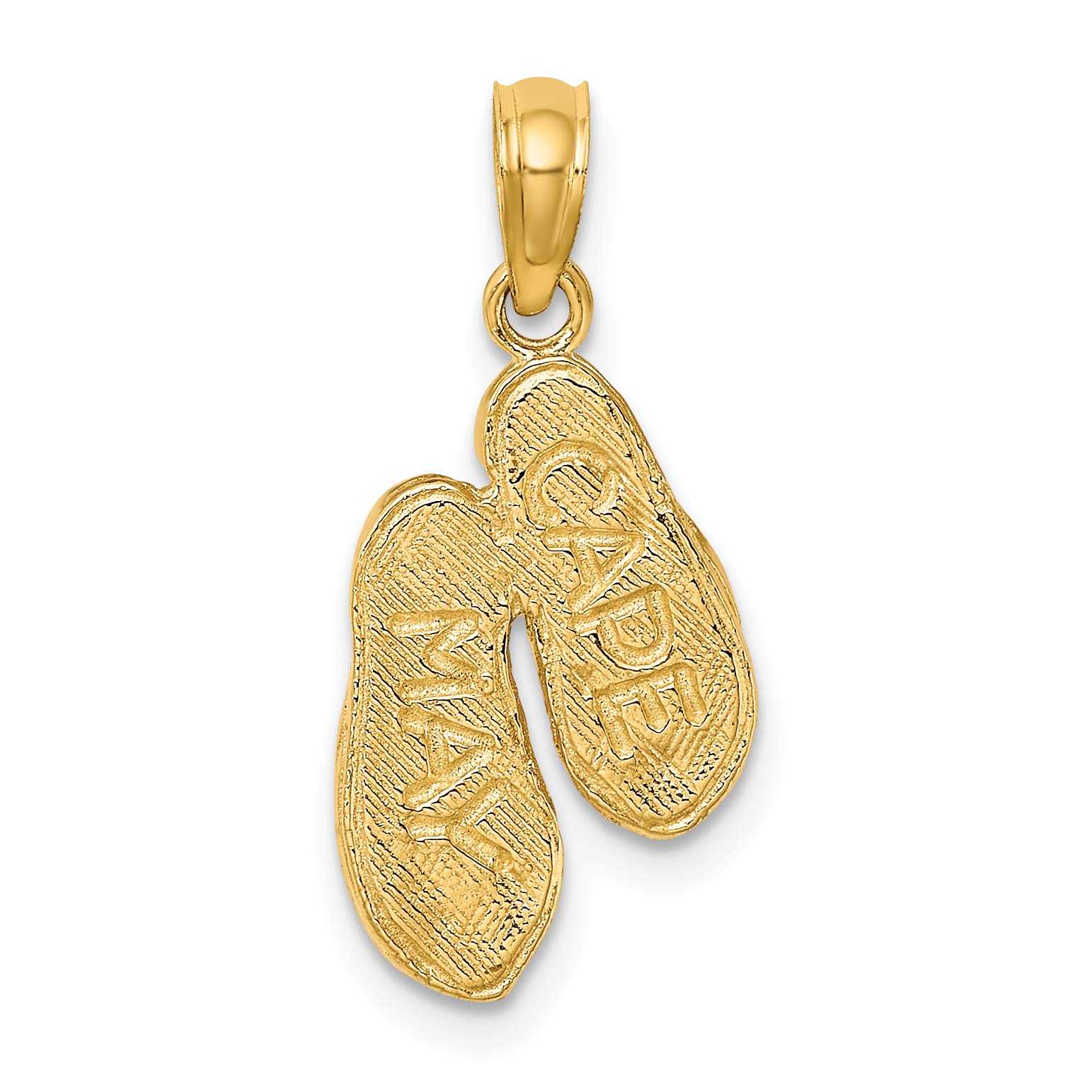 14K Solid Yellow Gold Hawaiian Flip Flop Necklace - Beach Sandals Pendant Charm for Women - Perfect for Summer Vacation, Ocean Getaway & Tropical Jewelry Gifts