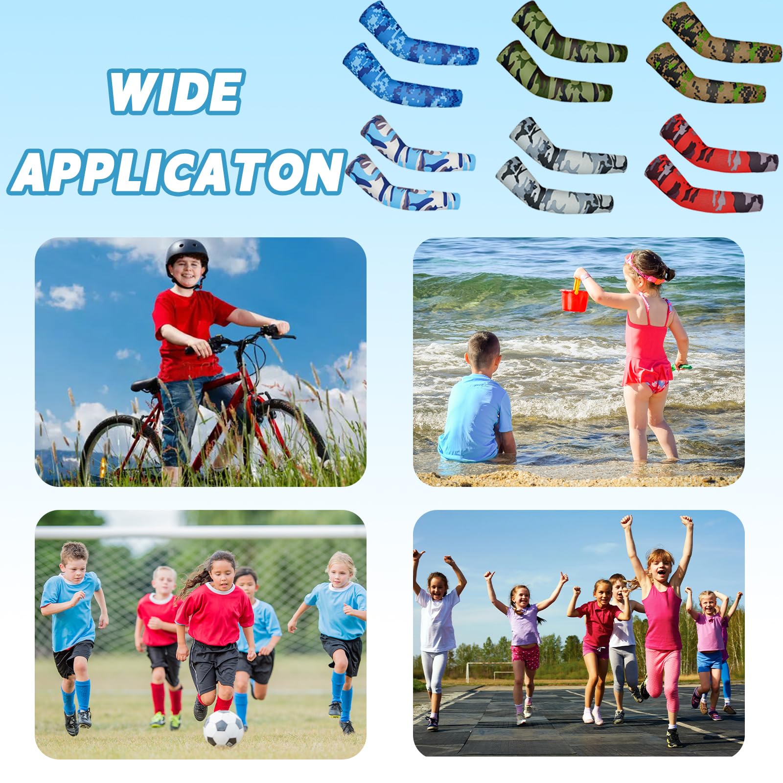 Kids Baseball & Basketball Arm Sleeves - 6 Pairs Youth Elbow Compression Sleeves for Sports Protection & Sun Protection | Perfect for Baseball, Basketball, Outdoor Activities & UV Protection