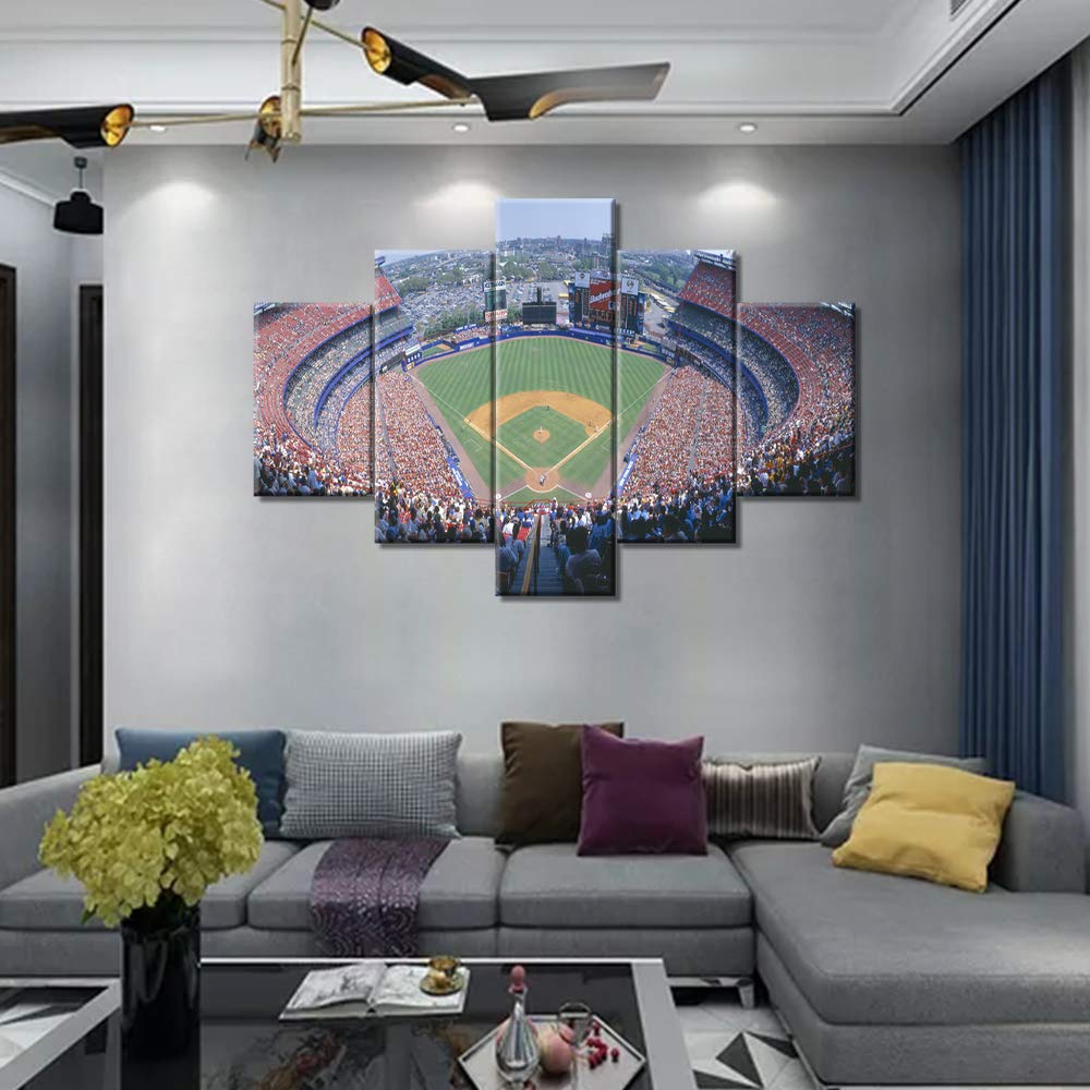 5 Piece Modern Baseball Stadium Canvas Wall Art - Stretched & Framed Ready to Hang (60
