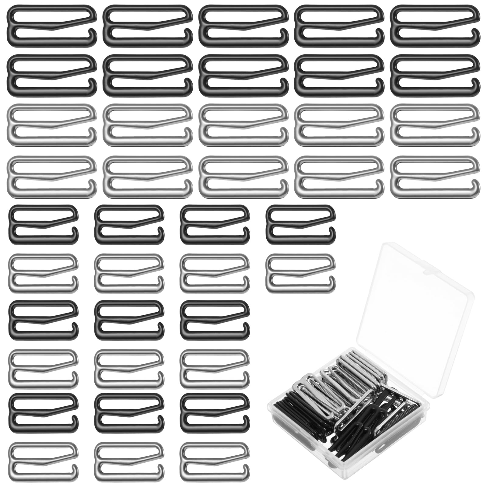 40PCS Metal Bra Hooks & Strap Clips for Swimsuit, Lingerie, Dress - Adjustable Replacement Hooks for Bra Straps, Back Support & Strap Shortener (2 Sizes) - Perfect for Swimwear Repair, Underwear Adjustment & Dress Strap Customization