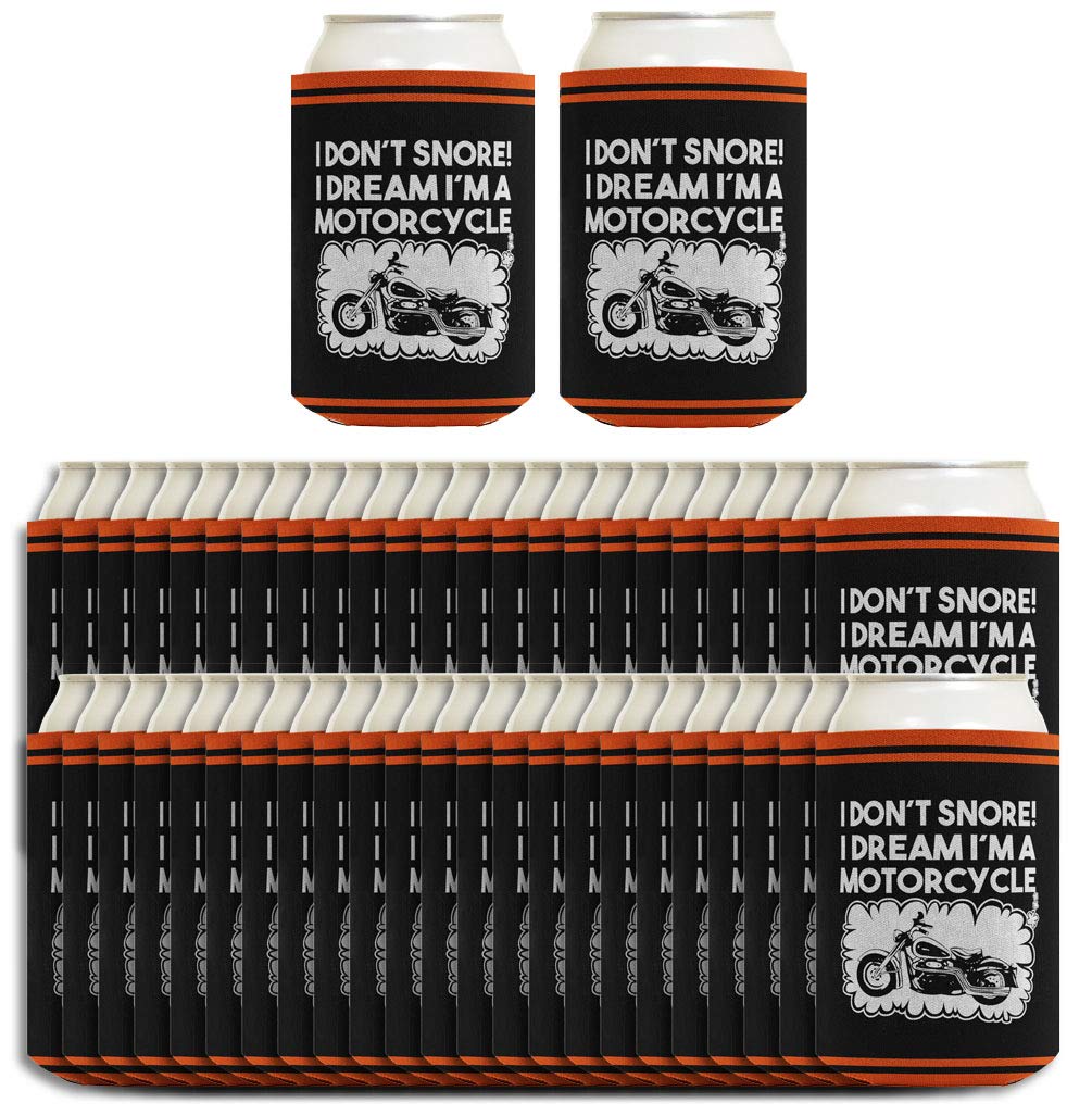 Funny Quote Can Coolers - 48-Pack Insulated Drink Sleeves with 'I Don't Snore I Dream I'm a Motorcycle' Design - Perfect for Parties, BBQs, and Gifts
