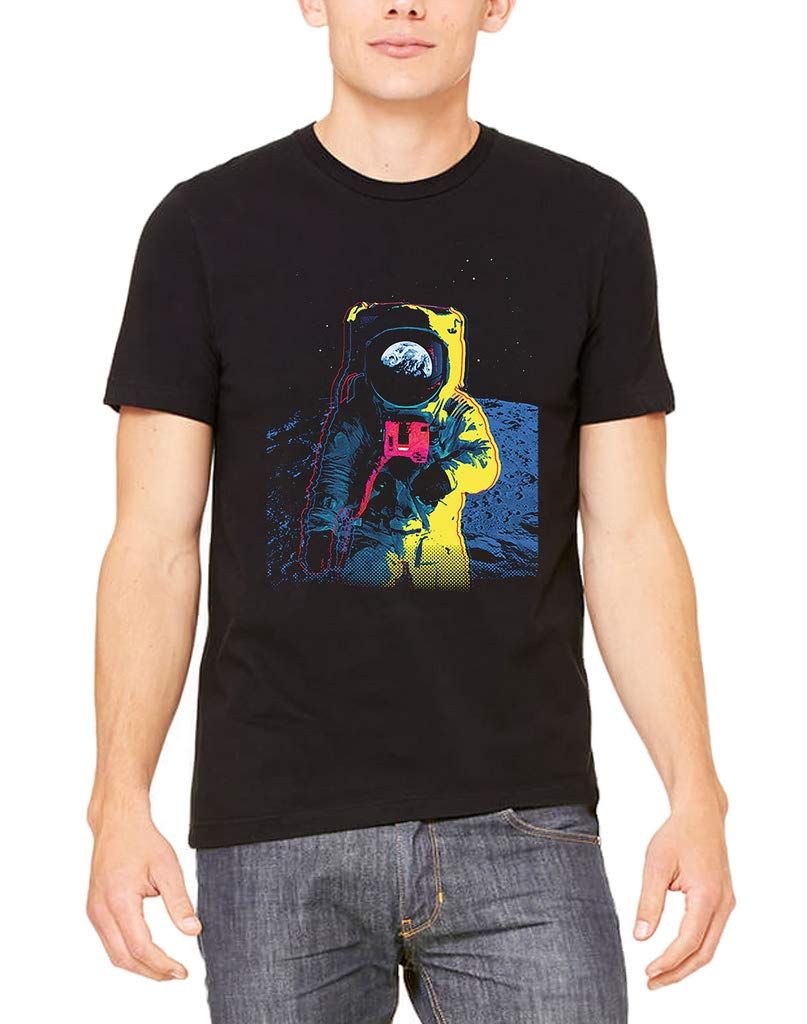 Koyotee Men's Astronaut Graphic Black T-Shirt - Space Theme Casual Tee for Everyday Wear & Gifts