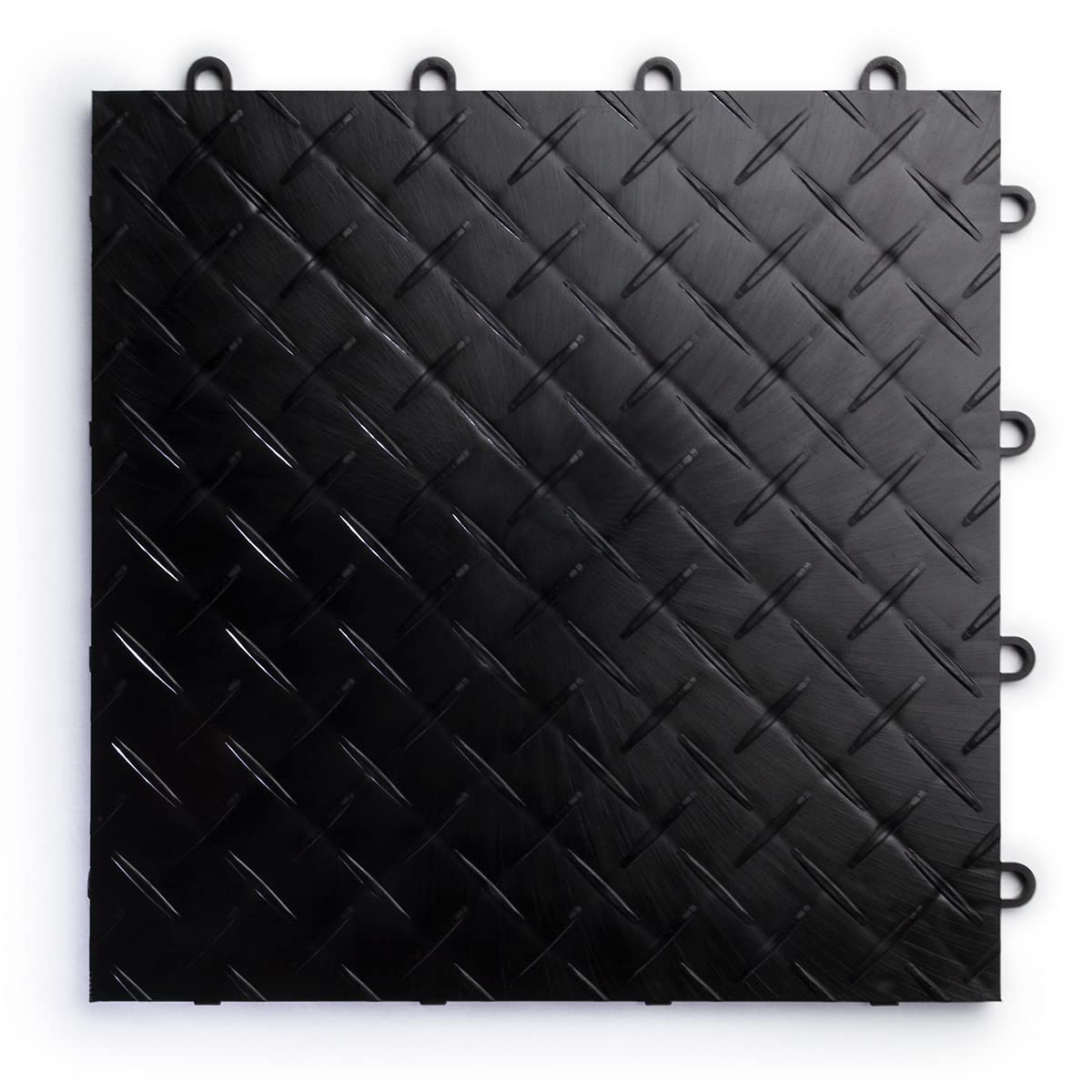Durable Interlocking Modular Garage Floor Tiles - RaceDeck Diamond Plate Design (48 Pack, Black) | Heavy-Duty Flooring for Garages, Workshops & Home Gyms