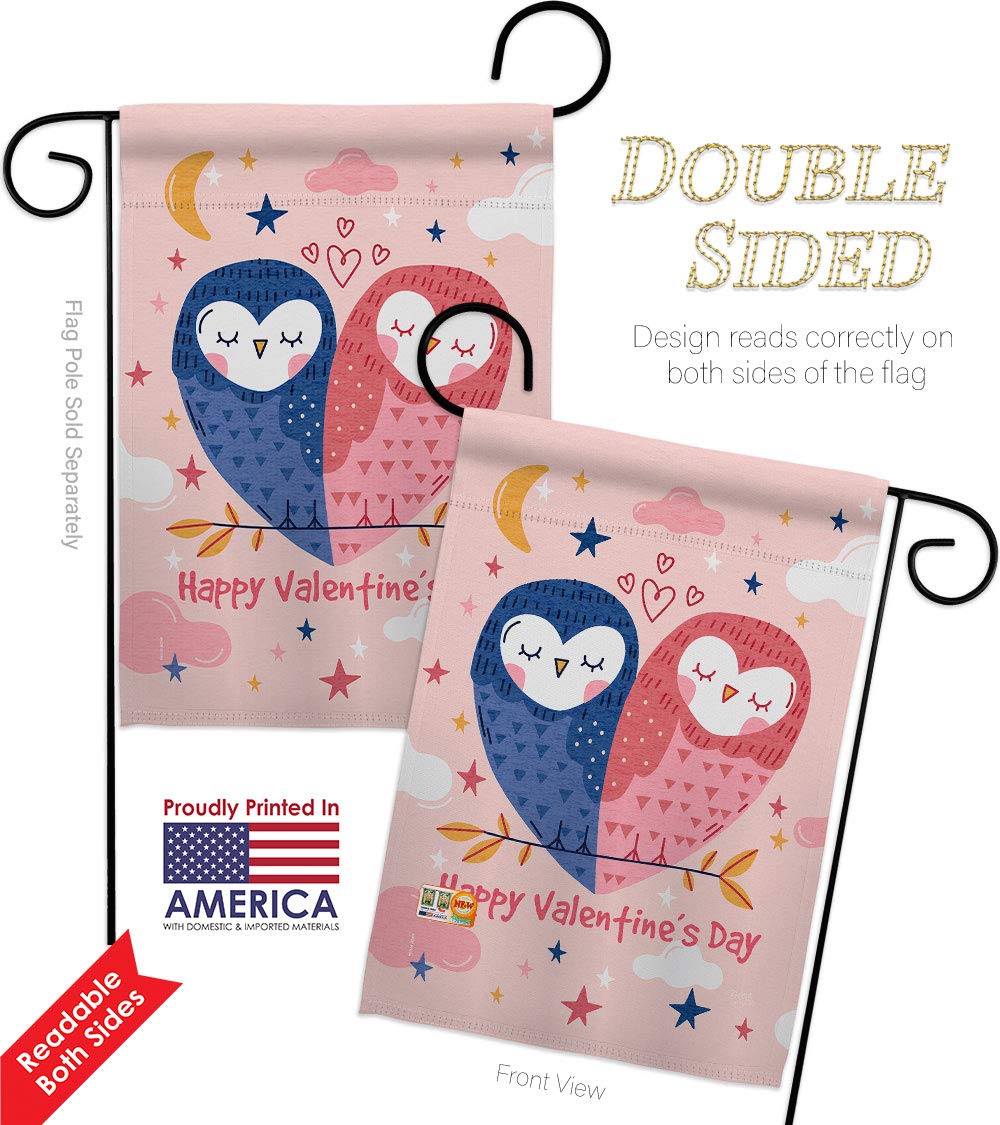 Valentine's Owl Love Garden Flag Set - Romantic Yard Decor for Couples