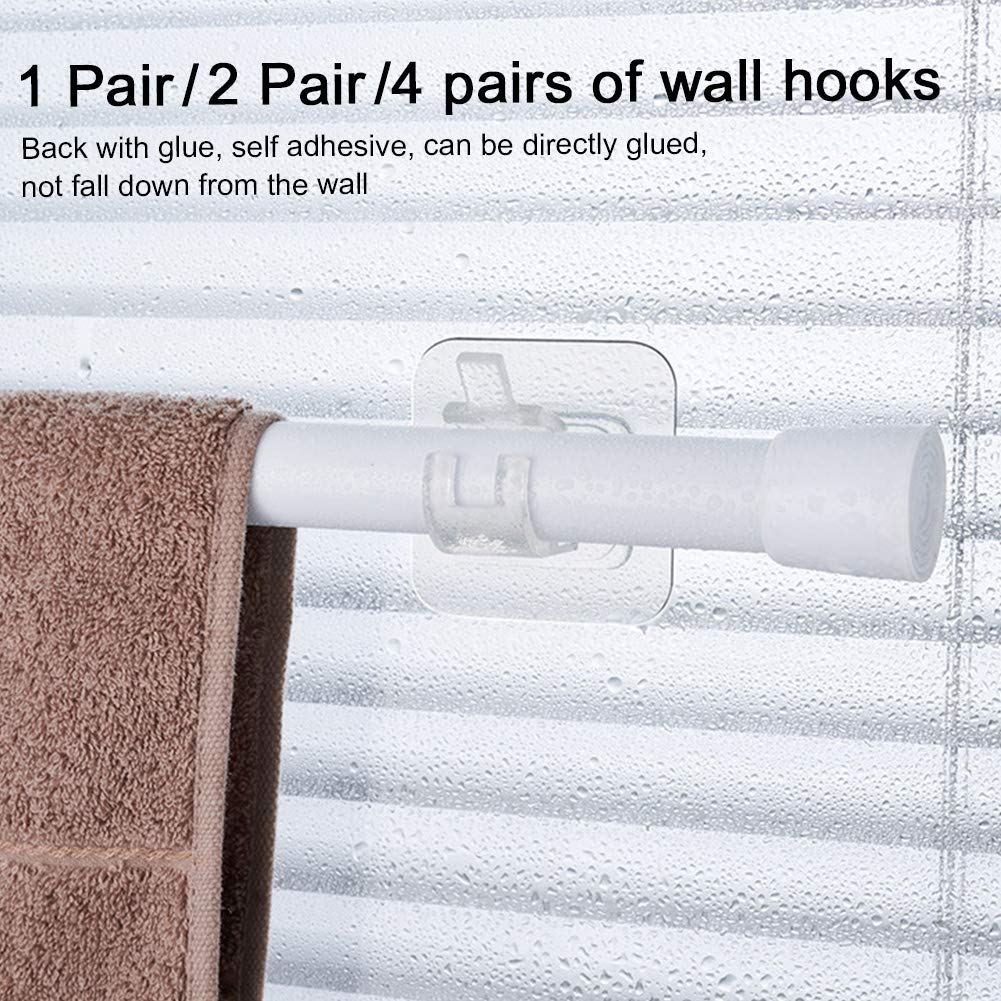 Transparent Self-Adhesive Curtain Rod Bracket - Heavy Duty Towel Rod Holder for Kitchen & Bathroom - Strong Drapery Hook & Rail Rack Fixings - Perfect for Window Treatments, Shower Curtains & Home Decor