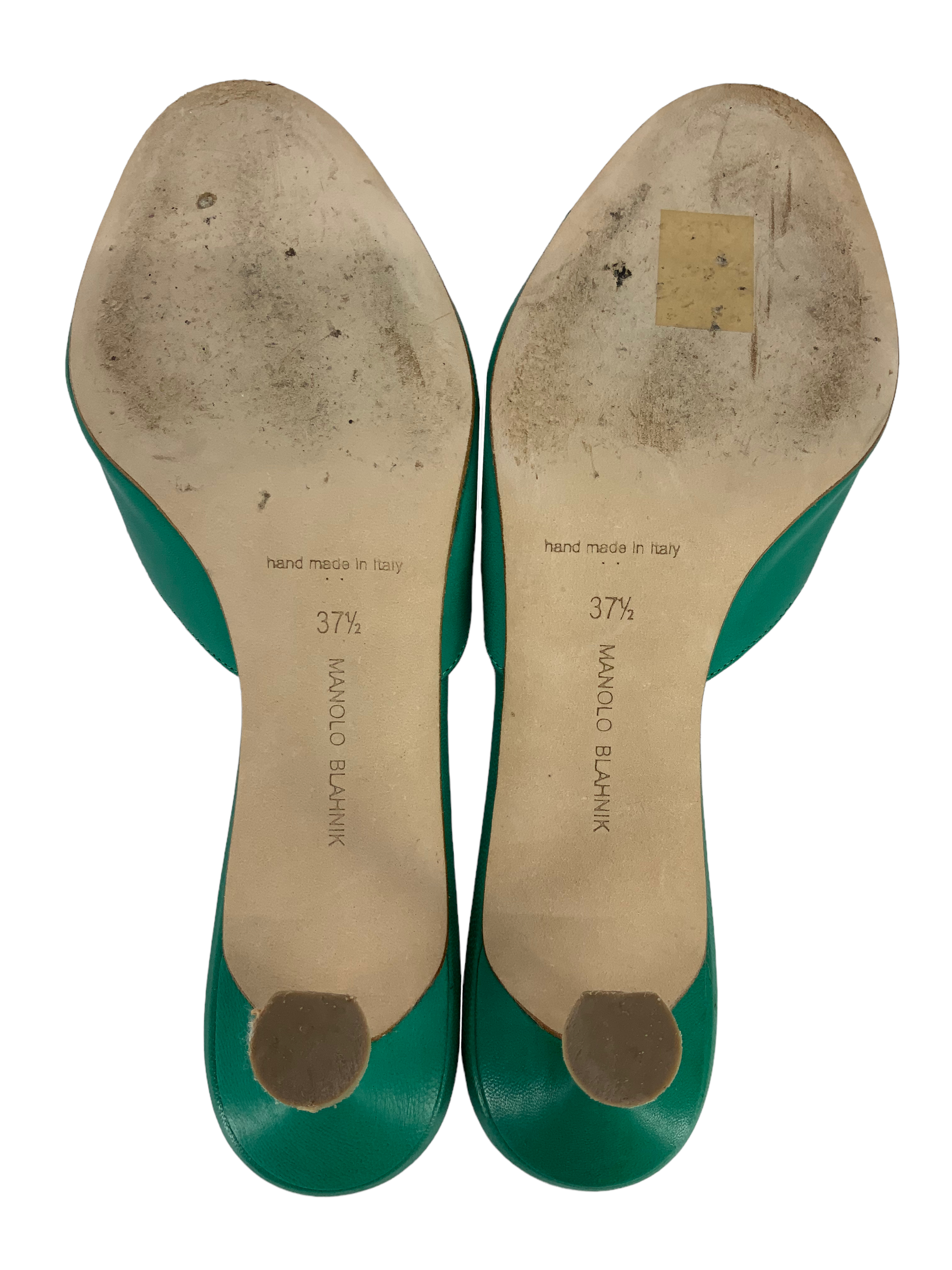 MANOLO BLAHNIK Pertinanu 50 Leather Mules Women's Size 7.5 - Luxurious Slip-On Shoes for Casual Outings & Evening Events