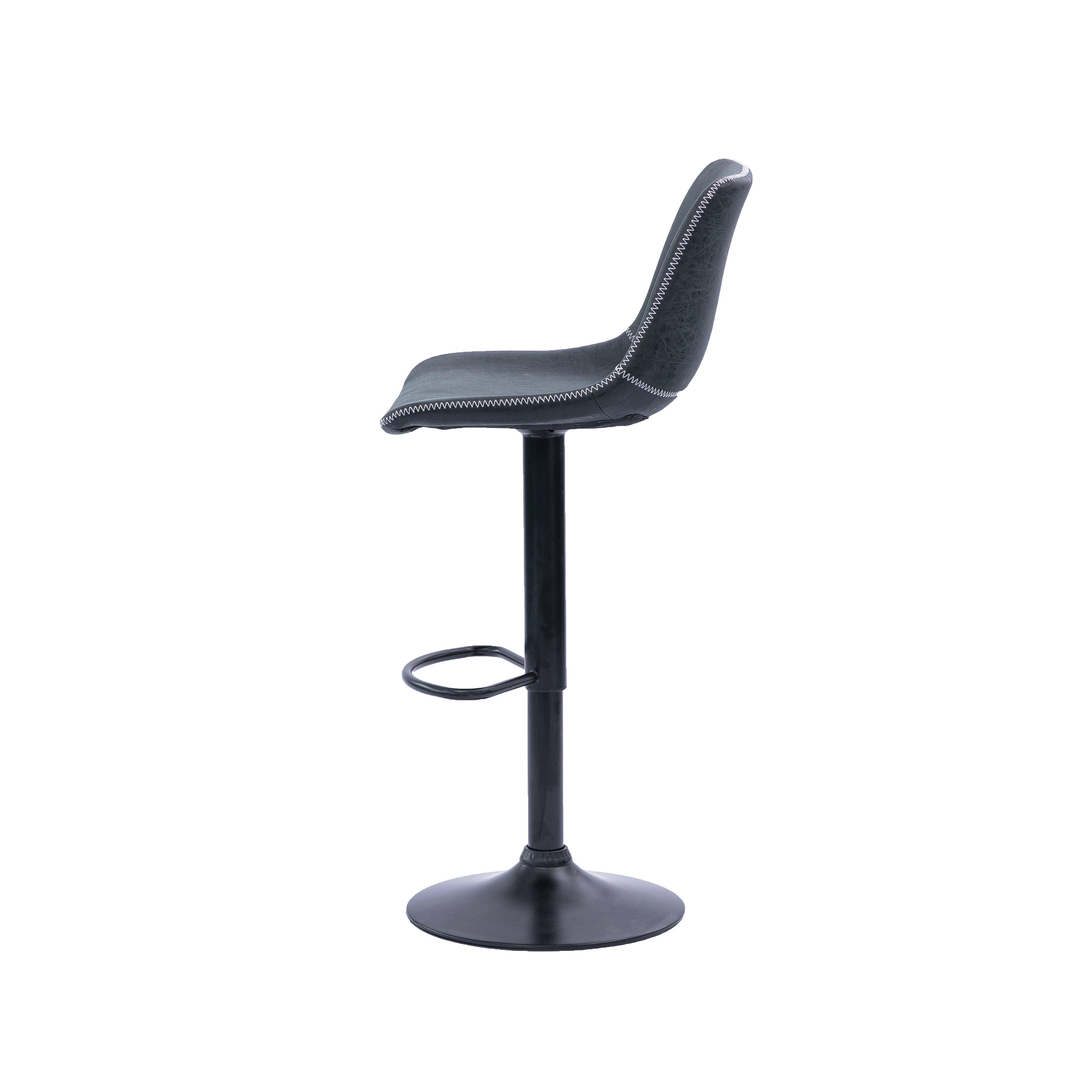 Urban Style Gary Bar Stools - Set of 2 Black PU Seat Gas Lift Height Adjustable Metal Barstools for Kitchen Island, Home Bar & Breakfast Nook