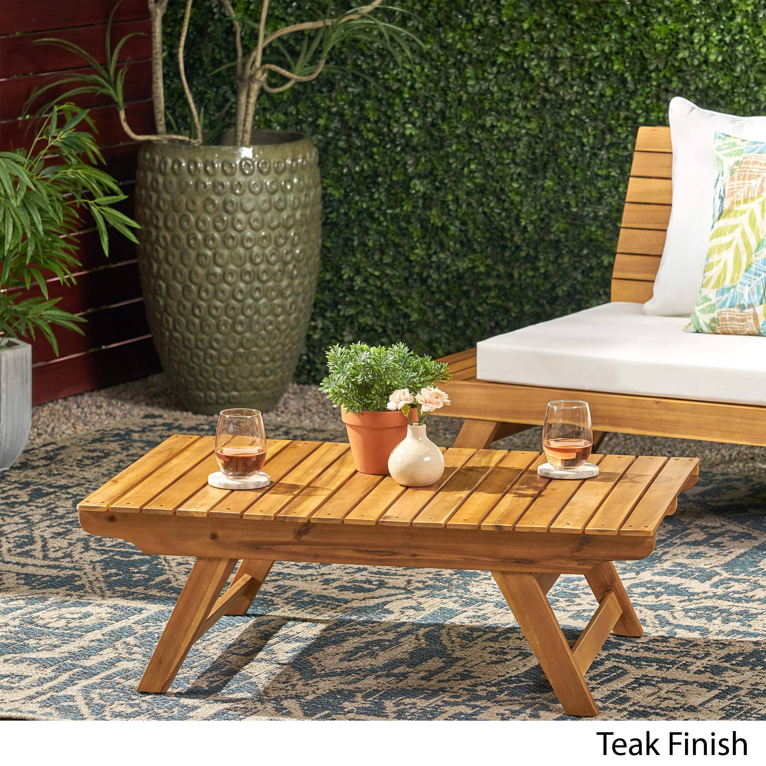 Premium Outdoor Wooden Coffee Table - Teak Finish, Weather-Resistant & Durable for Patio, Garden, Deck, and Poolside Use - GDFStudio by Great Deal Furniture