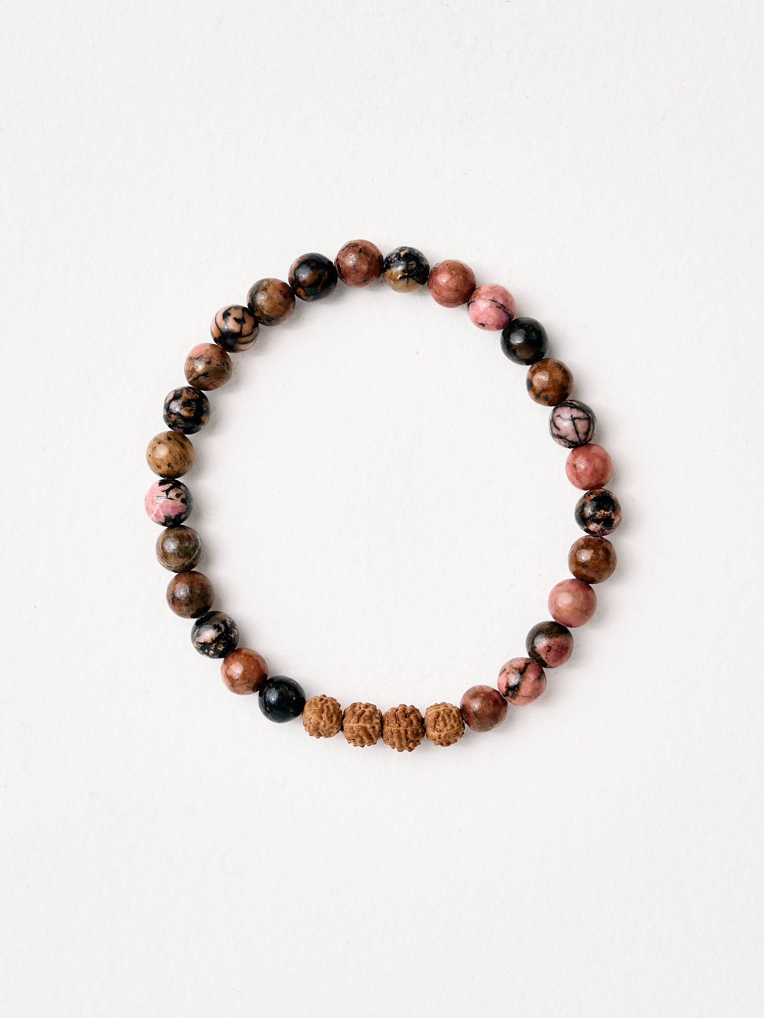 Black Rhodonite Mala Bead Bracelet - Buddhist Meditation & Yoga Prayer Beads for Mindfulness, Stress Relief & Spiritual Healing