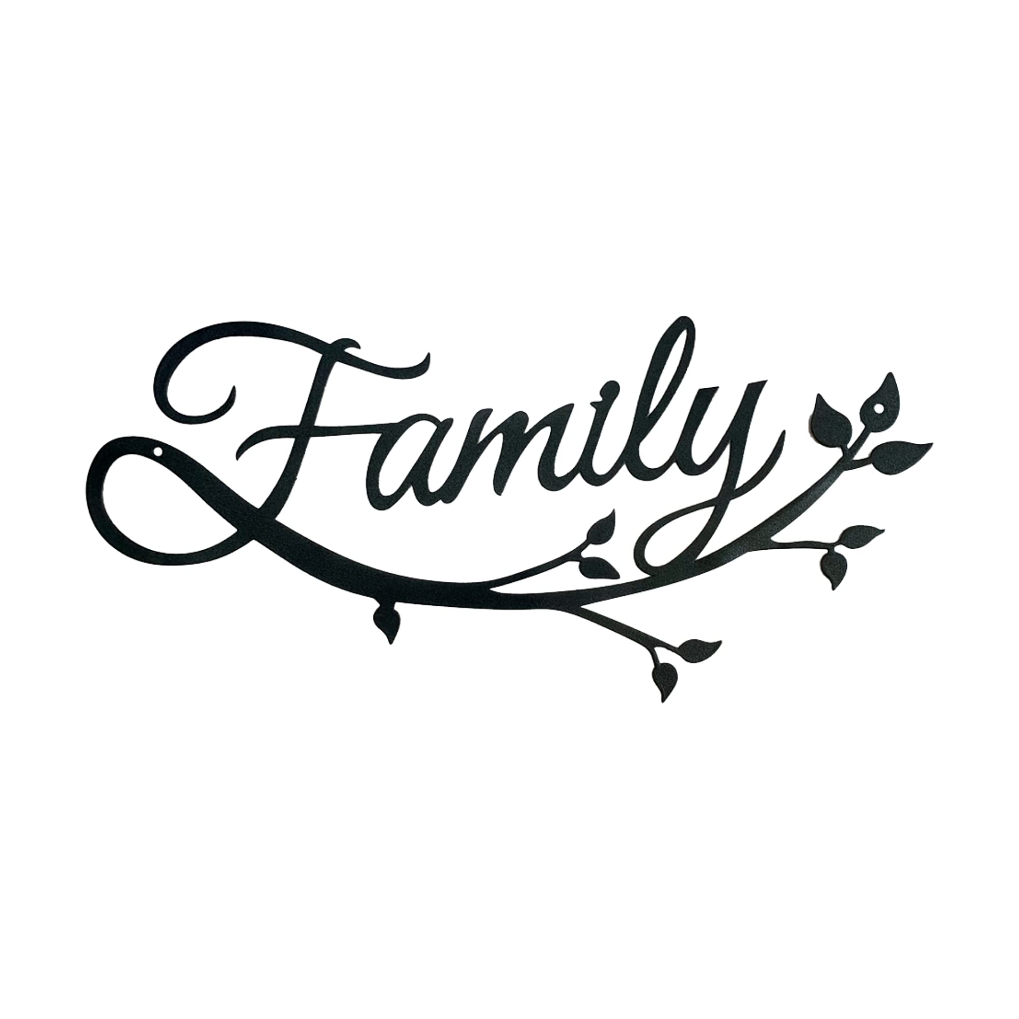 Riverside Designs Family Cursive Word Metal Wall Sign - Heavy Duty Home Decor for Living Room, Bedroom & Office - Made in USA - Black 36 Inch - Perfect for Farmhouse, Rustic & Modern Interior Design