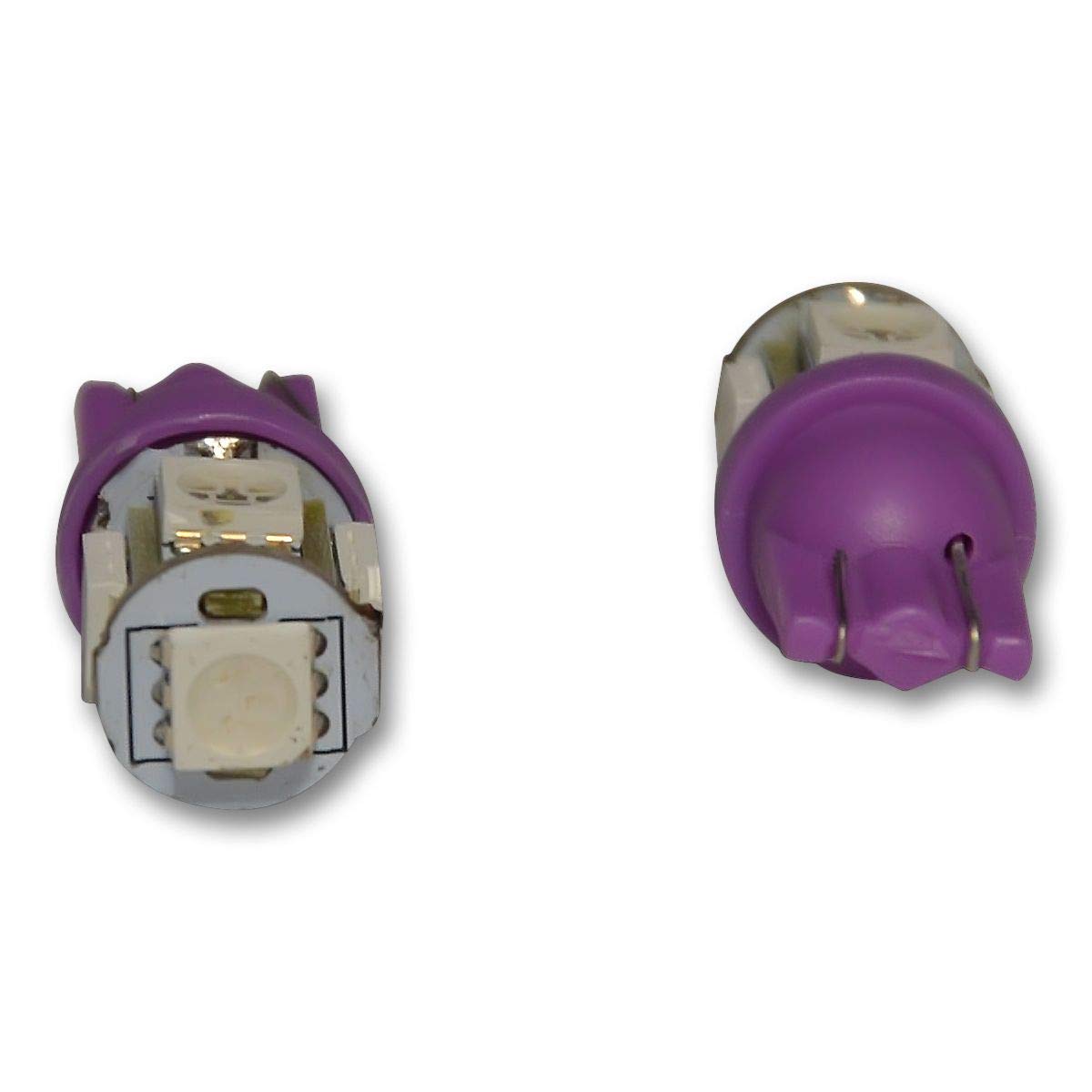 Flashtech Purple T10 SMD LED Bulbs - 5 LED Pack for Car Interior & Exterior Lighting - Perfect for Dome, Map, License Plate, and Dashboard Lights