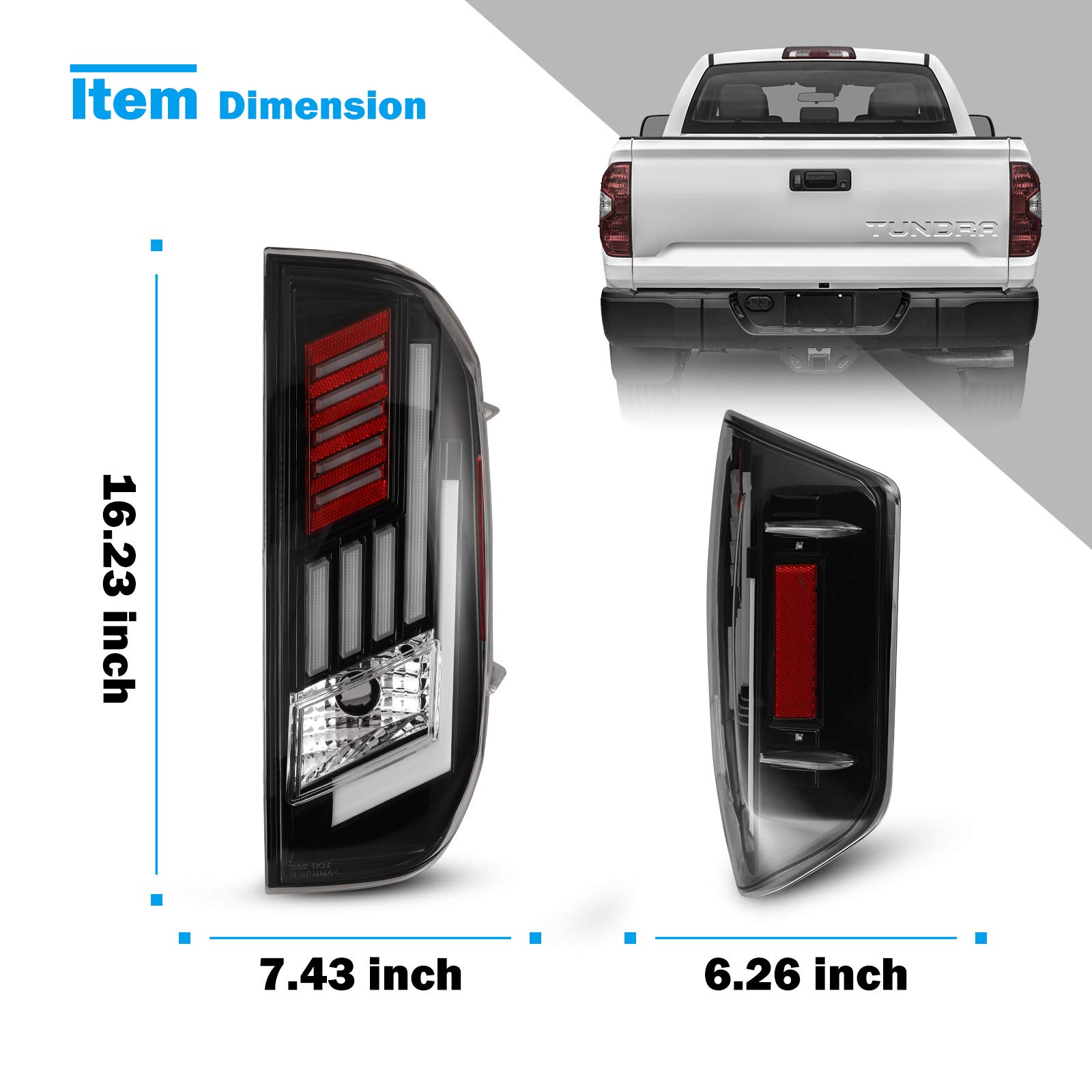 WOLFSTORM LED Tail Lights Replacement Assembly for 2014-2020 Toyota Tundra Pickup - Clear Lens (1 Pair) - Upgrade Your Truck's Style & Safety for Night Driving
