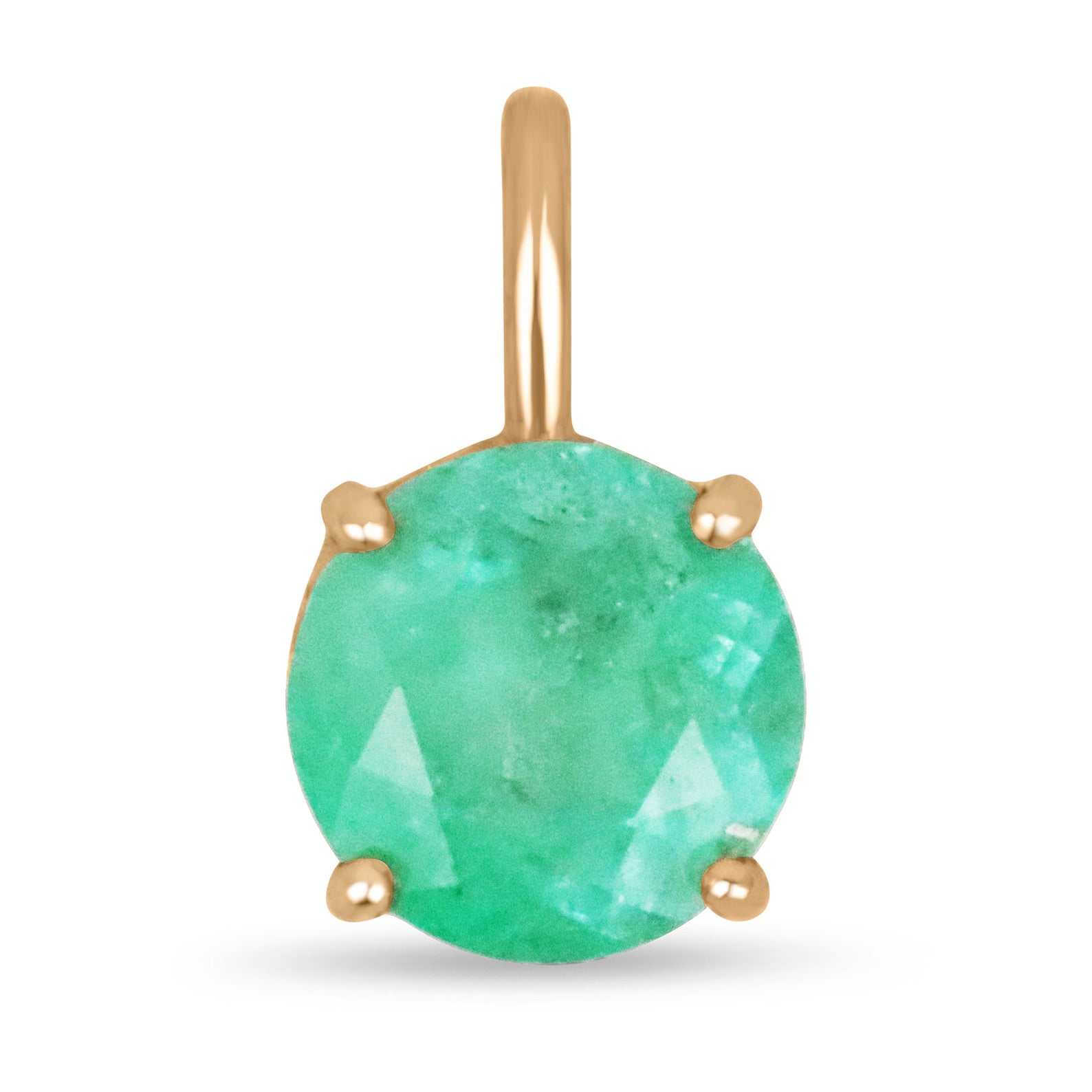 6.50 Carat Colombian Emerald Solitaire Round Cut 14K Gold Pendant Necklace for Women - Elegant Jewelry Gift for Birthday, Anniversary & Special Occasions
