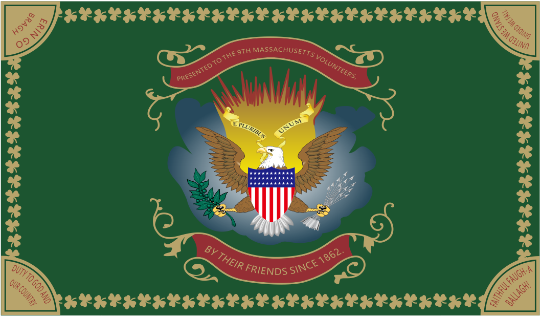 9th Massachusetts Volunteer Infantry 3x5 Foot Flag - Rough Tex 100D Polyester - Durable Irish American Civil War Banner for Historical Reenactments & Patriotic Displays