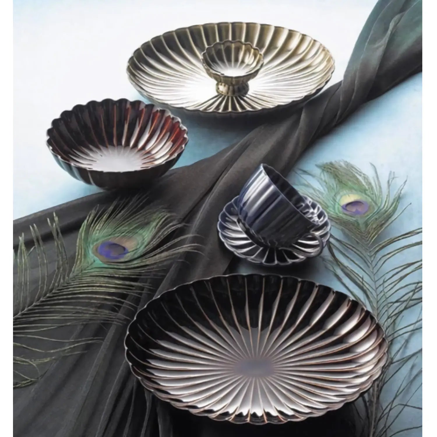 M.Style Epoch Porcelain Footed Bowl Set of 4 - Elegant Serving Dishes for Desserts, Salads & Entertaining - Perfect for Dinner Parties, Holiday Gatherings & Home Decor