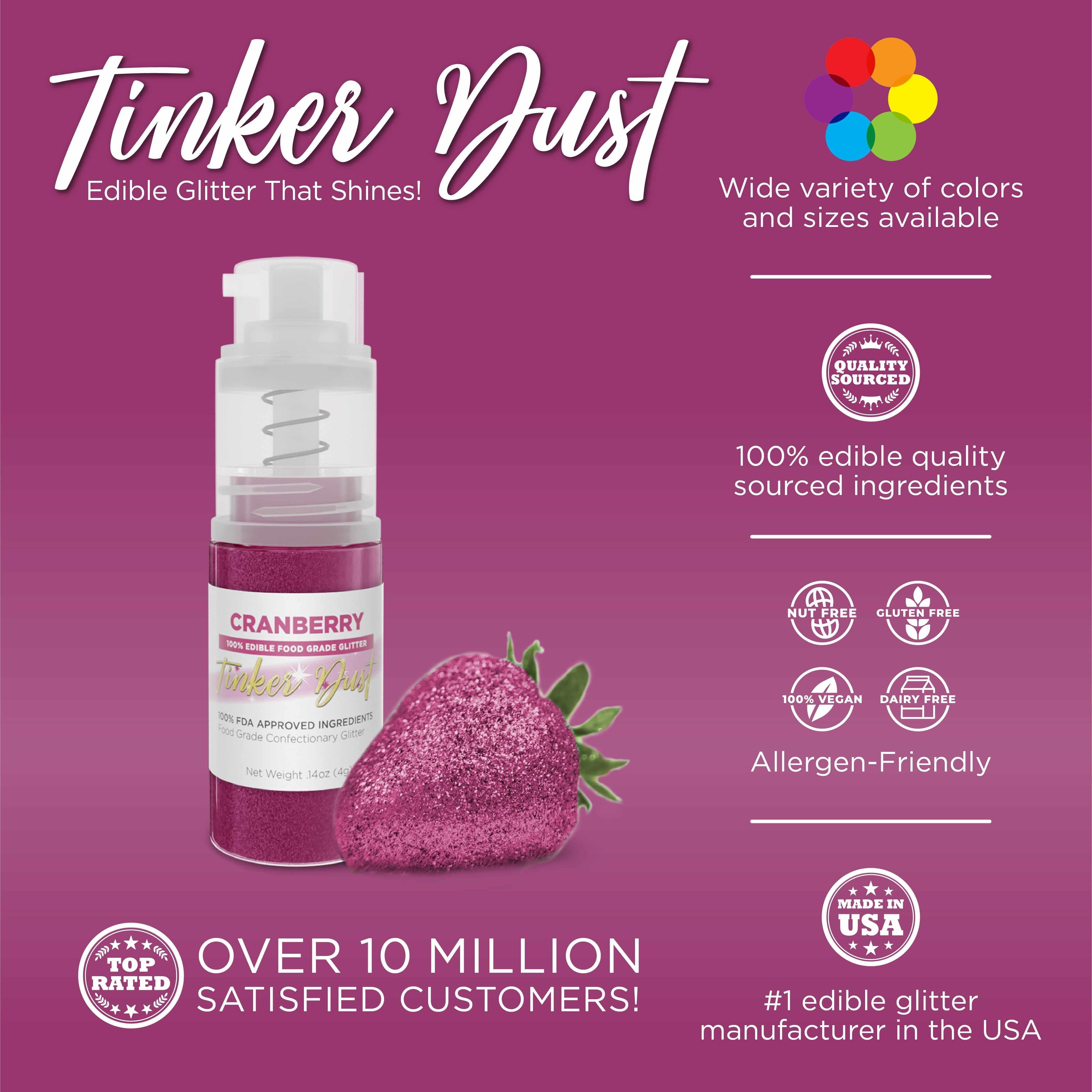Premium Cranberry Tinker Dust® Glitter for Crafts - 4g Spray Pump Bottle with Private Label Option | Perfect for DIY Projects, Nail Art, and Holiday Decorations