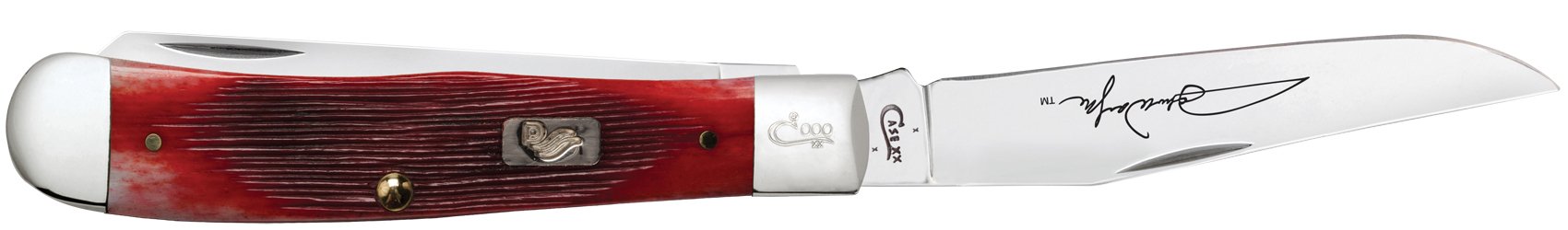 Premium John Wyne Trapper Pocket Knife Gift Set with Dark Red Case - Perfect for Camping, Hunting & Outdoor Adventures