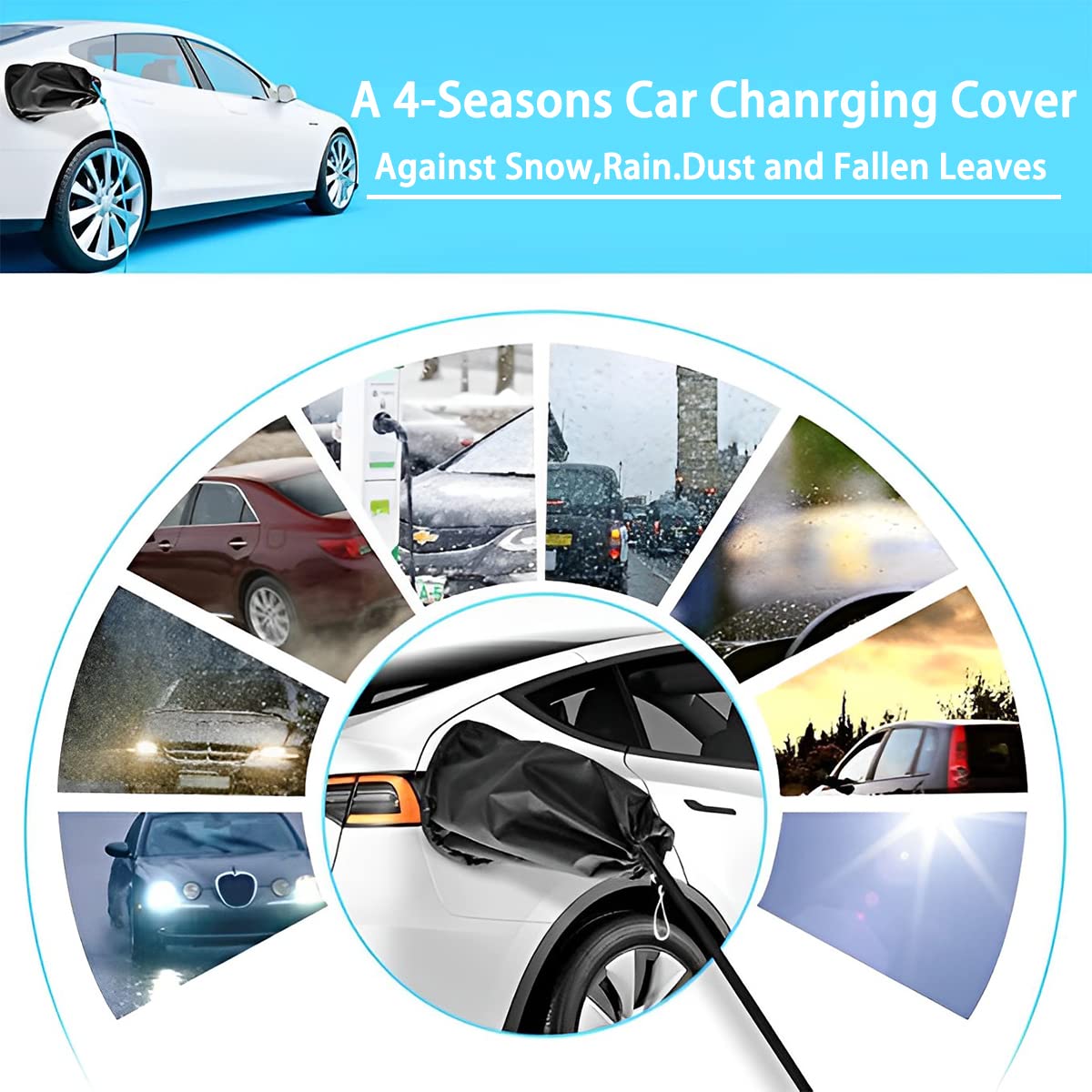 Waterproof EV Charger Plug Cover - All Weather Protection for Electric Car Charging Ports - UV, Rain, Snow & Dust Resistant Magnetic Outdoor Charger Accessories (Black) - Perfect for Tesla, Chevy Bolt & Home EV Stations