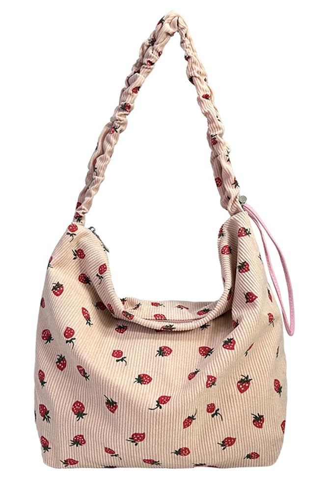 Strawberry Print Shoulder Bag for Women - Cute Tote Purse, Messenger Bag with Large Capacity, Crossbody Satchel Handbag | Perfect for Shopping, Travel & Daily Use
