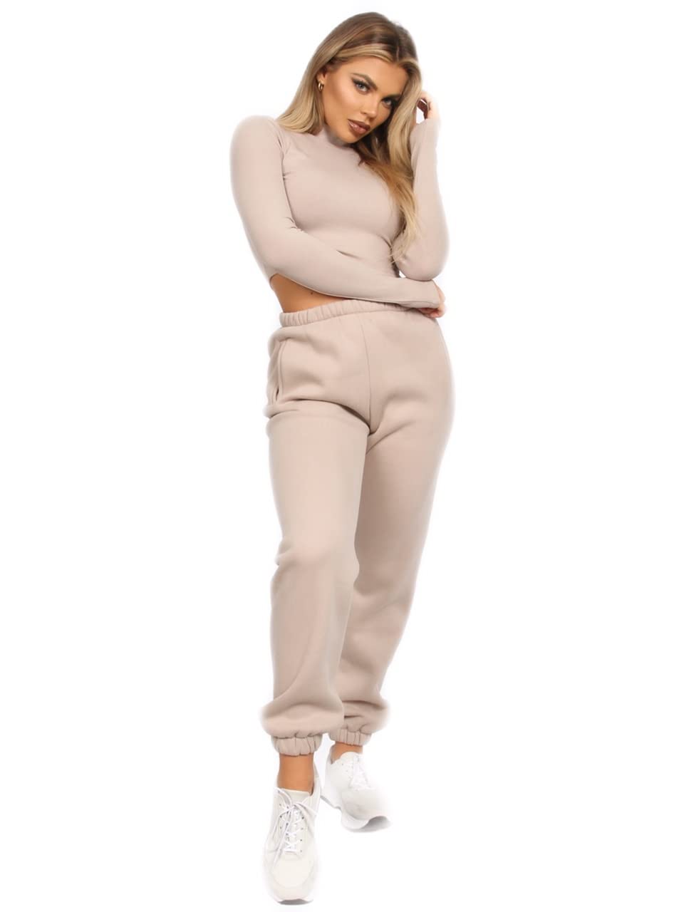Women's Soft Fleece High Waisted Jogger Pants - Oversized Sweatpants with Pockets for Lounge, Yoga & Running | TIC TOC Casual Essential Fleece Pants