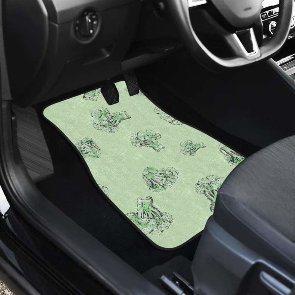 Broccoli Sketch Pattern Car Mats - Front and Back Set for 194013 Model - Perfect for Car Interior Protection and Style Enhancement