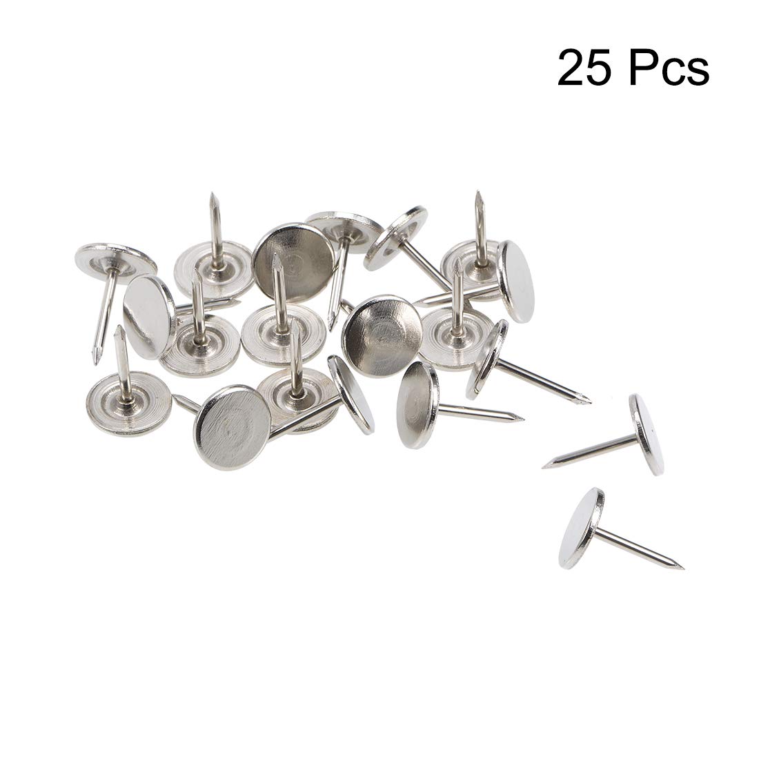 uxcell 11mmx15mm Silver Flat Head Upholstery Nails Tacks - 25 Pcs Furniture Pins for Sofa, Headboard & DIY Projects | Durable Decorative Nails for Home Decor & Upholstery Repair