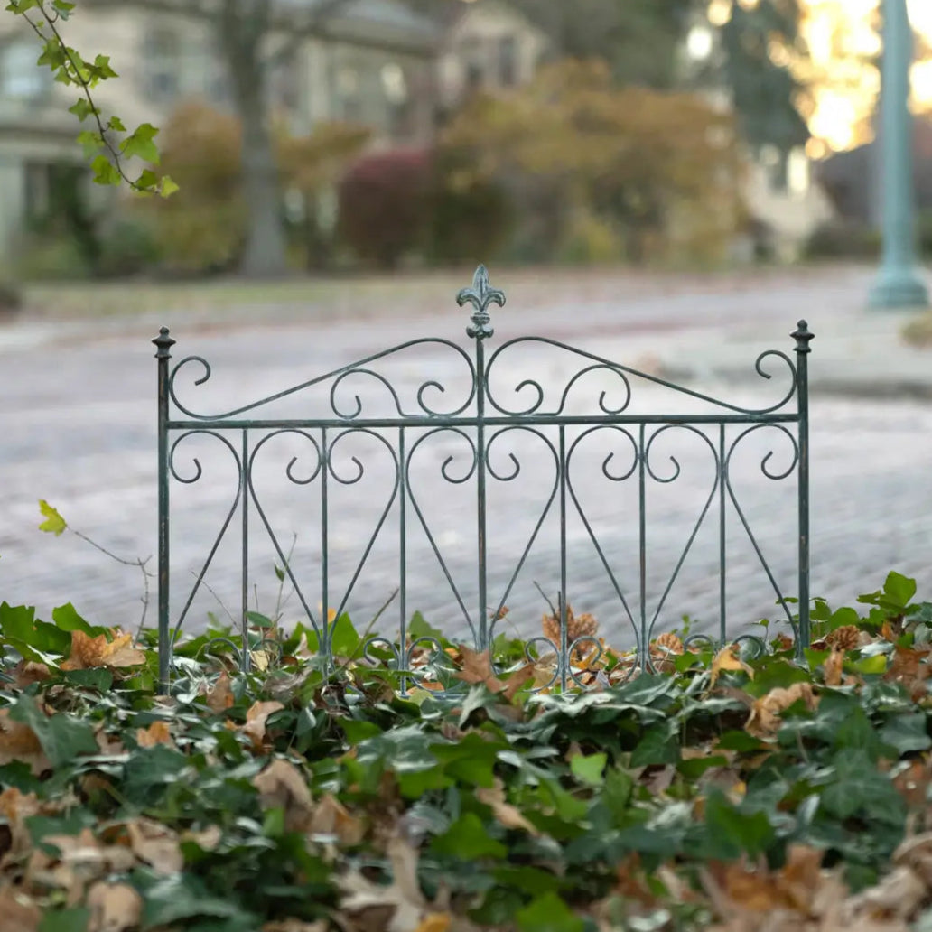Vintage Wrought Iron Garden Gate - Rustic Outdoor Decorative Fence for Yard, Patio, and Garden Entrance - Perfect for Farmhouse, Cottage, and Countryside Style Landscaping