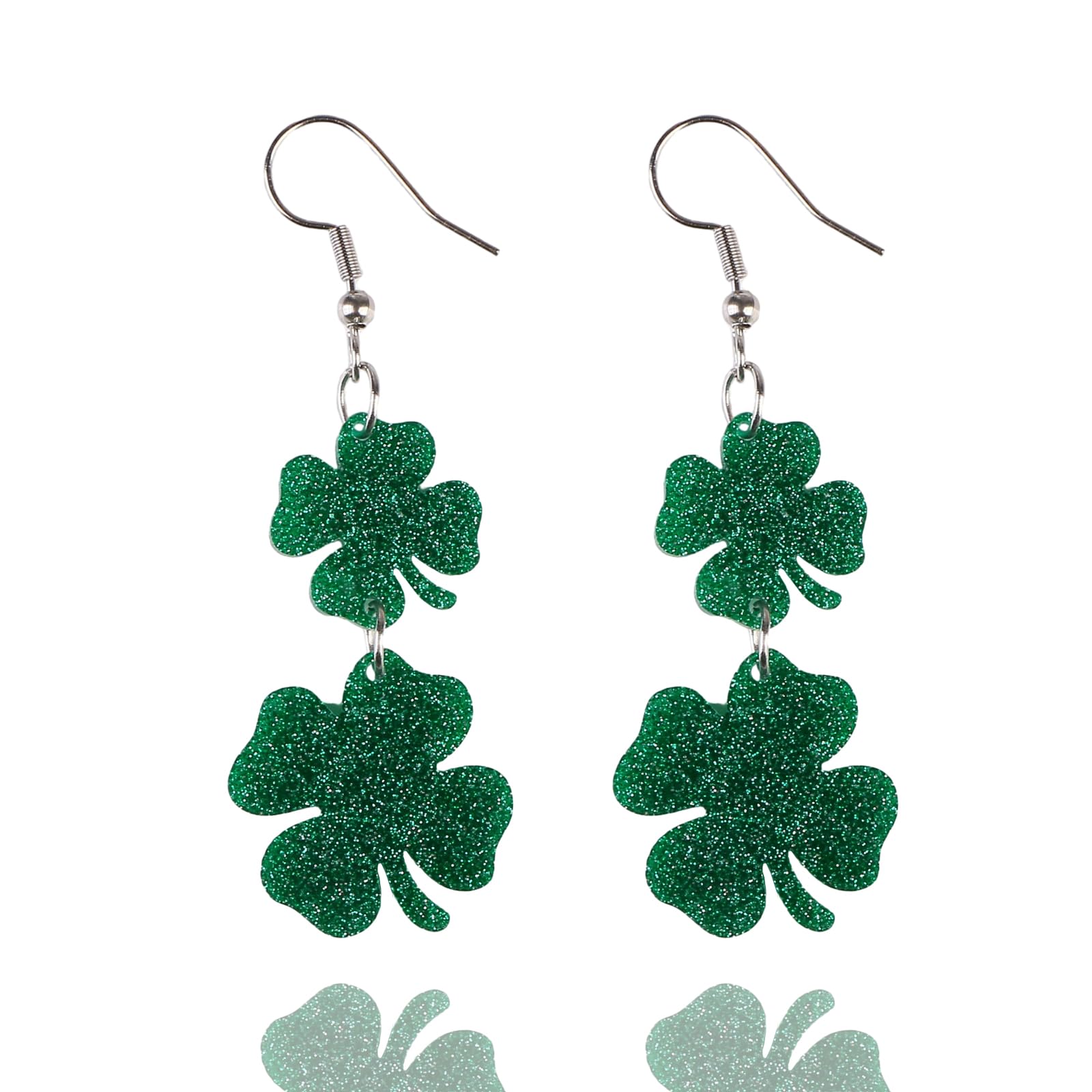 St. Patrick's Day Earrings for Women - Lucky Clover Shamrock Drop Dangle Stud Earrings - Perfect for Irish Themed Parties, Festivals & St. Paddy's Day Celebrations