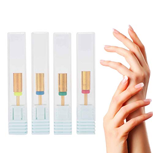 Professional Nail Art Drill Bits Set - 4pcs XF/F/M/C Heads for Carving, Grinding & Shaping - Perfect for Manicure, Pedicure & Nail Art Design at Home or Salon