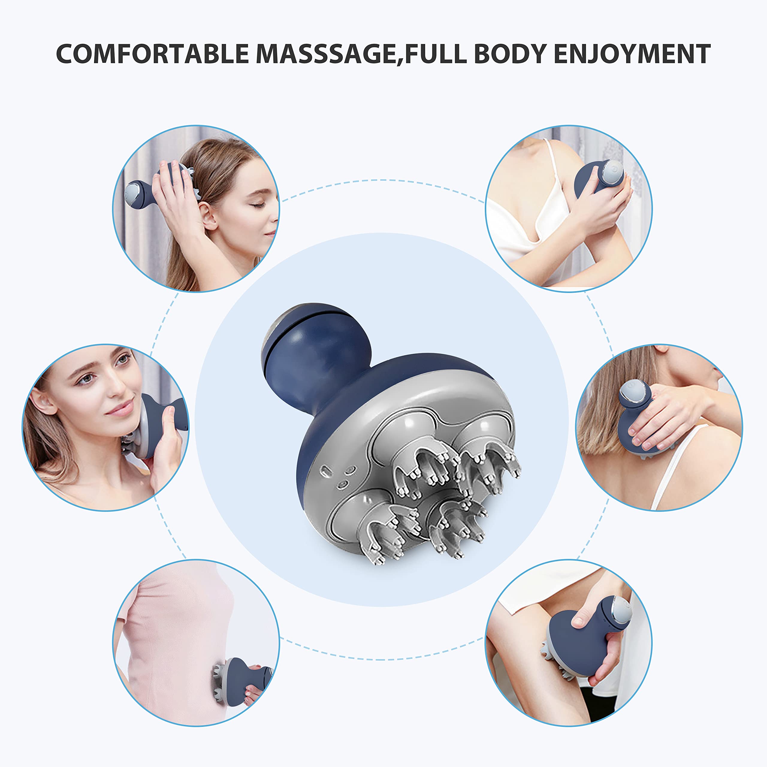 COMFIER Cordless Electric Scalp Massager with 6 Vibration Modes - Handheld Pet Massager for Cats & Dogs - Portable Head Massager for Deep Cleaning & Stress Relief - Perfect for Grooming, Relaxation & Bonding with Pets