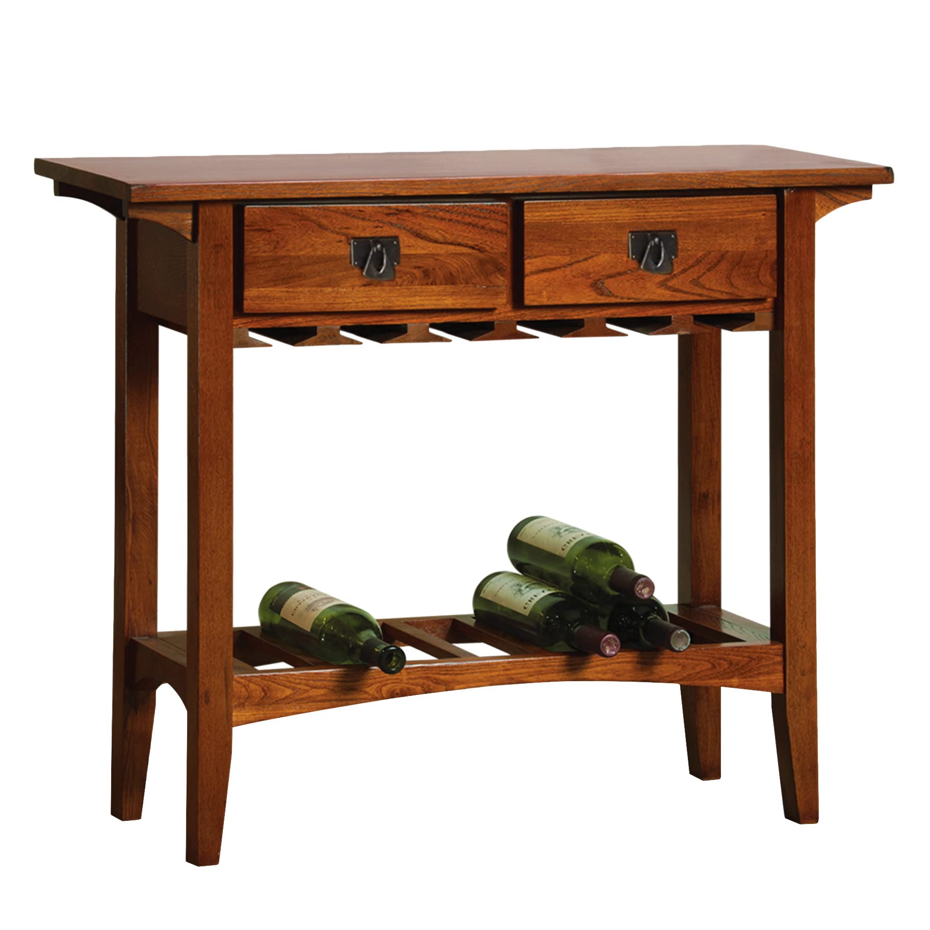 Leick Home 9061-RS Mission Style Wine Cabinet with Glass & Bottle Storage, 2 Drawers - Rustic Russet Finish Buffet Server for Dining Room, Living Room, Kitchen | Perfect for Wine Display, Entertaining & Home Bar Organization
