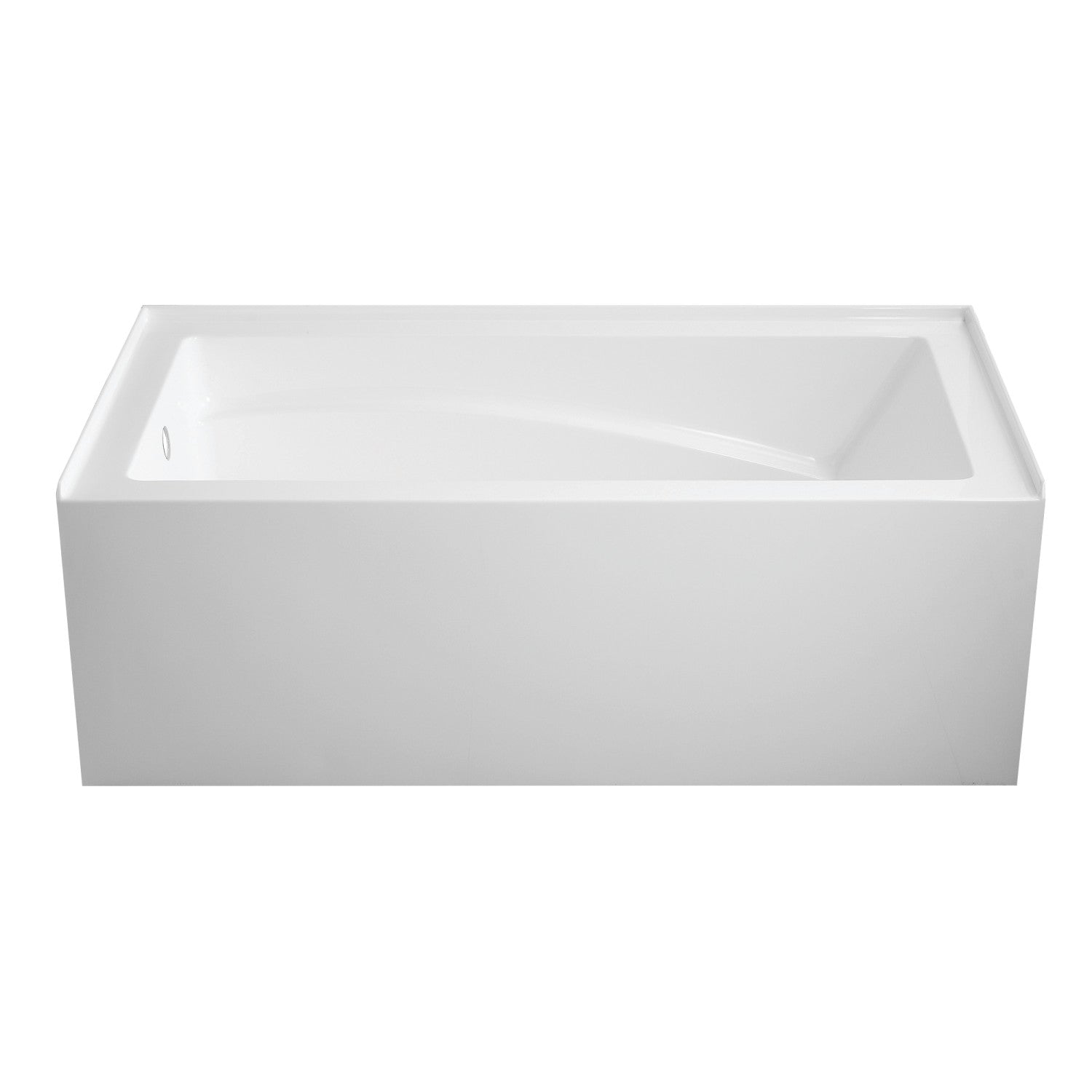 Aqua Eden 60 Inch Acrylic Rectangular 3-Wall Alcove Bathtub with Armrest & Anti-Skid Surface - Left Hand Drain, Glossy White - Perfect for Modern Bathrooms & Spa-Like Relaxation