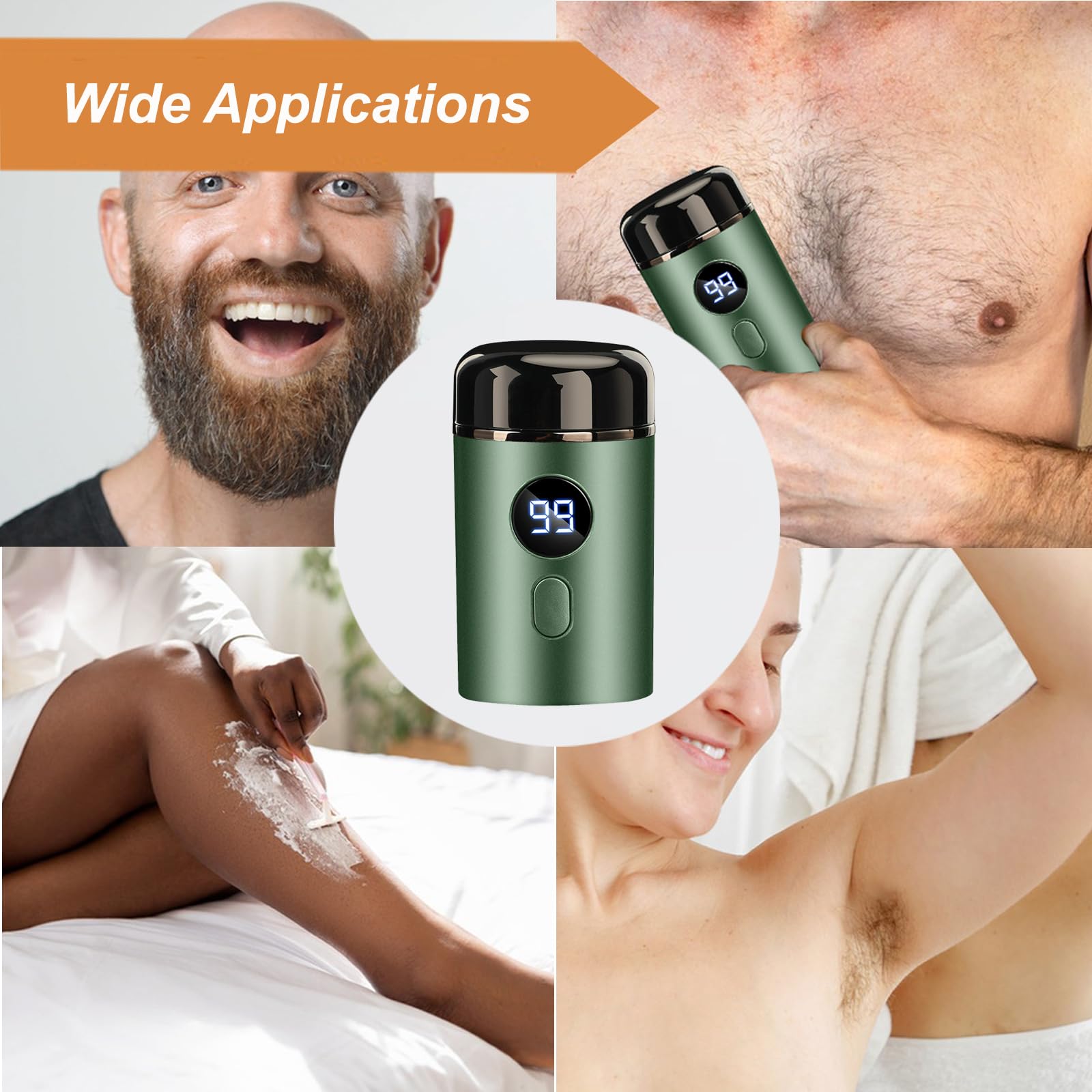 Timeatea Shaver - 2025 New Mini Portable Electric Shaver for Men & Women, USB C Rechargeable, LED Power Display, Travel-Friendly Design (Gray+Blue) - Perfect for Home, Office, Gym & Travel Use