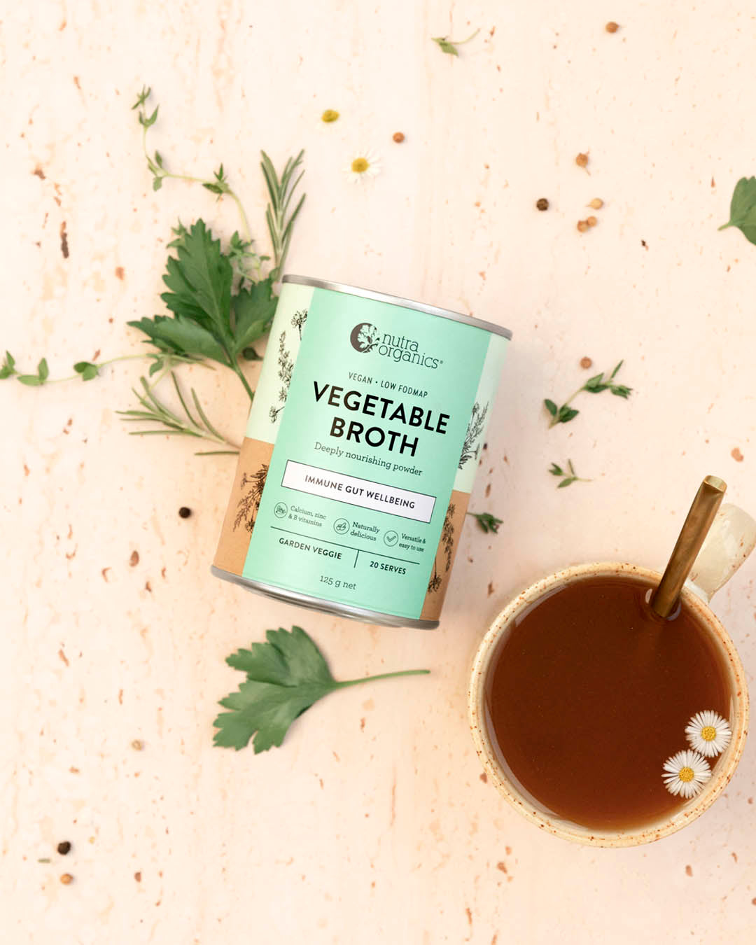 Organic Vegetable Broth Powder - Gluten-Free, Vegan, Non-GMSGarden Veggie Soup Base - Perfect for Soups, Stews & Cooking at Home