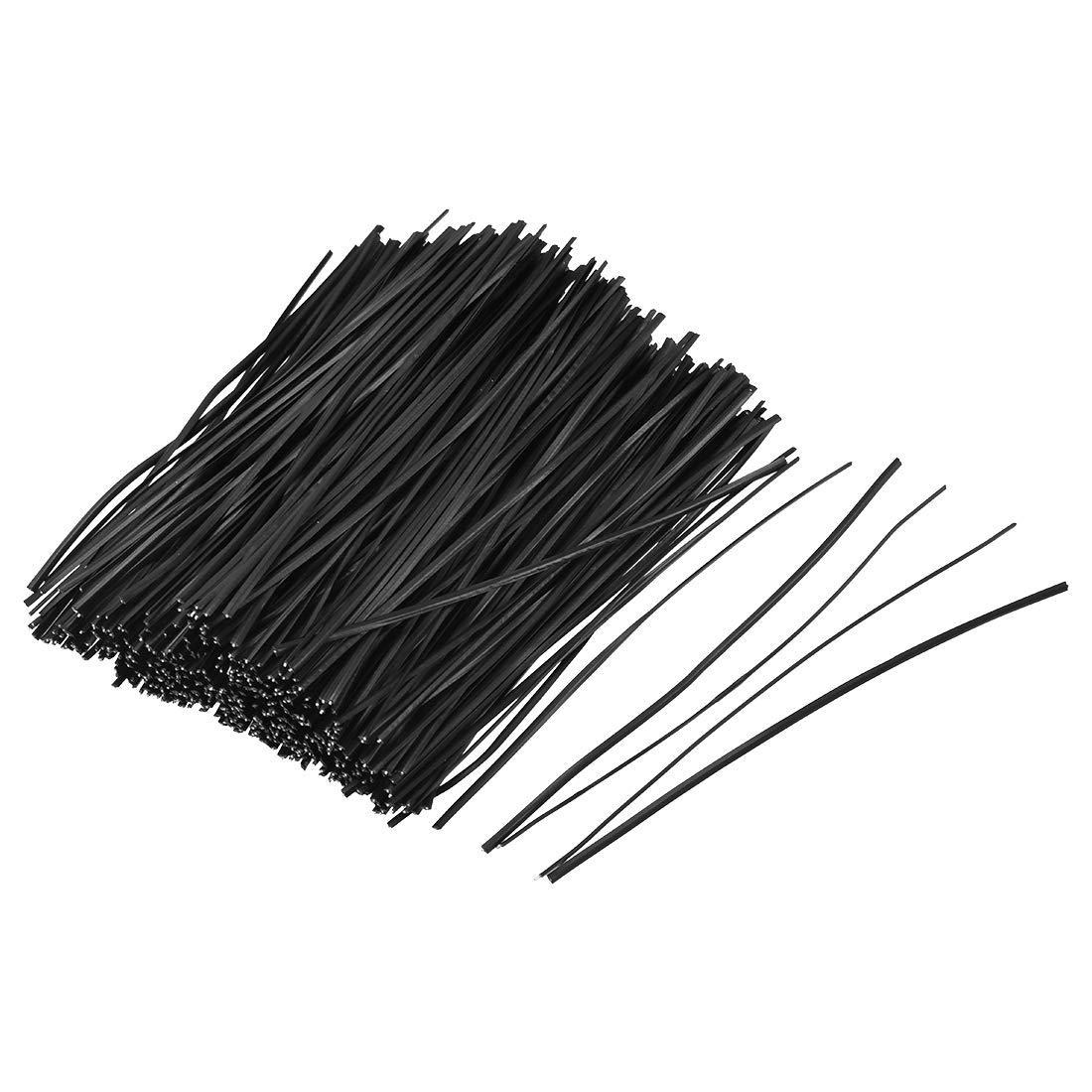 uxcell 1000pcs Black Metallic Twist Ties 100mm x 1.8mm - Plastic Cable Cord Organizers for Home Office, Garden, and DIY Projects