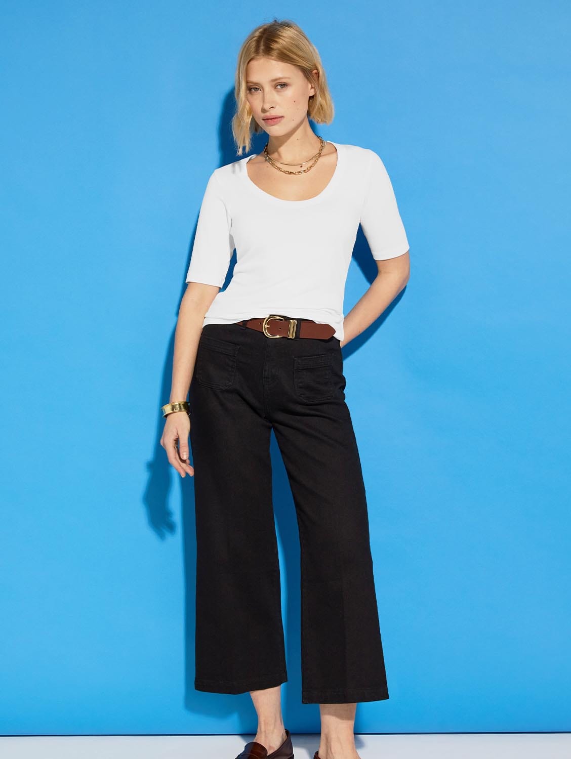 Jena Organic Wide Crop Jeans for Women - Washed Black High Waist Distressed Denim Pants | Casual Streetwear, Weekend Outfits & Boho Style