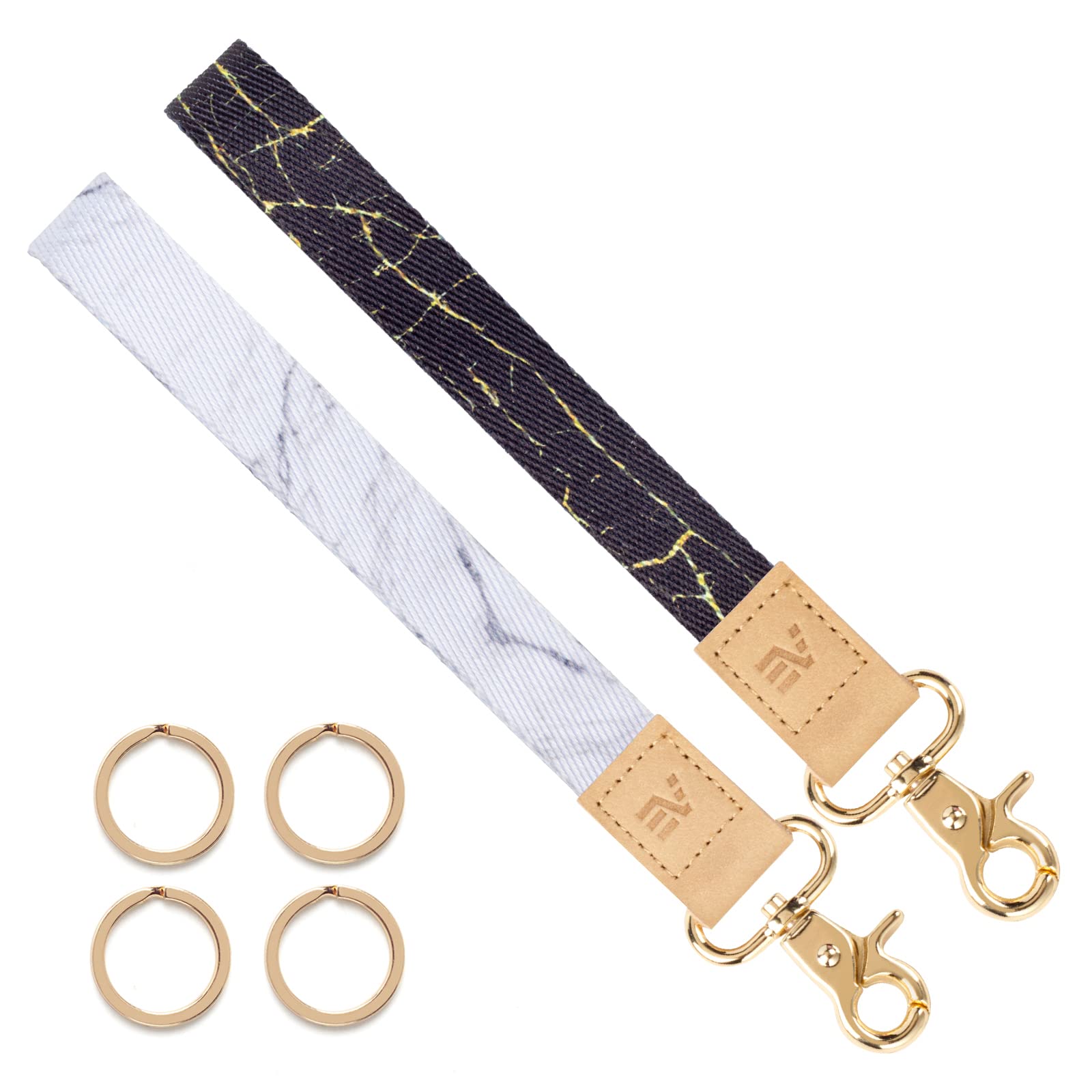2 Pack Keychain Lanyards for Women - Wristlet Key Holder with 4 Rings (Office, Gym, Travel)