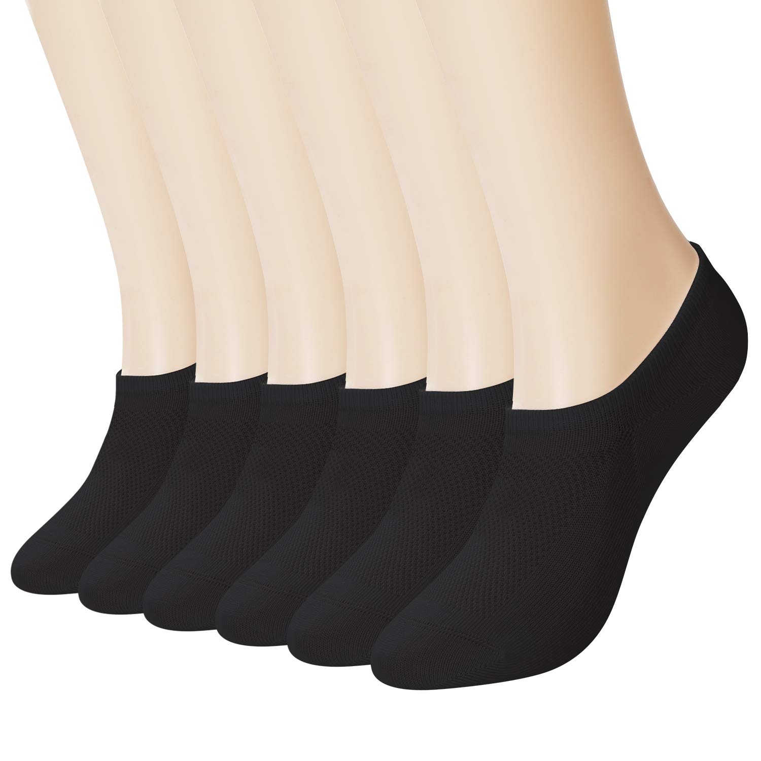 6 Pack Bamboo No Show Socks for Women & Men - Non-Slip Invisible Liner Socks for Flats & Boat Shoes