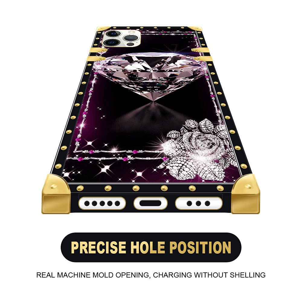 DAIZAG Luxury Diamond Case for iPhone 13 Pro - Elegant Women's Metal Decorated Corner Retro Soft TPU Phone Cover | Perfect for Daily Use, Parties & Special Occasions