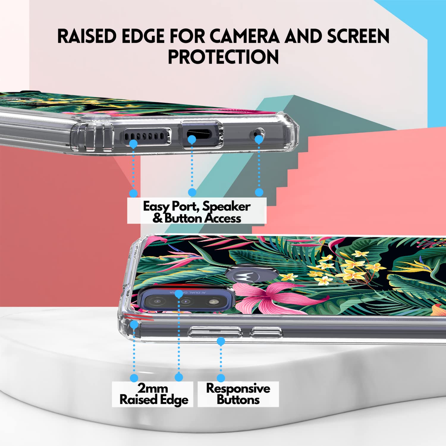 Wireless Charging Case for Motorola Moto G Pure - Tropical Flower Design | Slim Protective Phone Cover with Qi Charging | Perfect for Travel, Work & Everyday Use