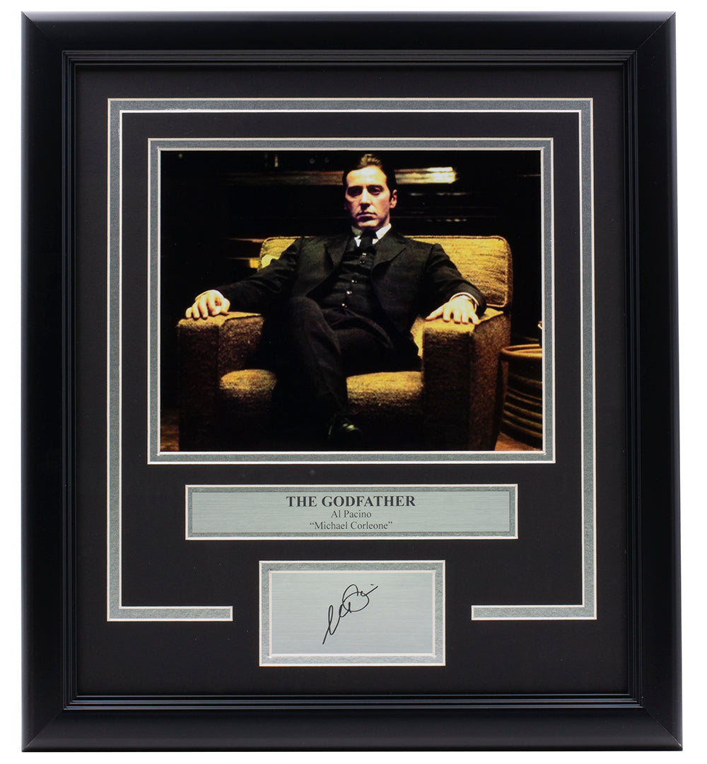 Al Pacino Framed 8x10 The Godfather Movie Photo with Laser Engraved Signature - Perfect for Home Theater Decor, Movie Memorabilia Collection & Gangster Film Fan Gifts