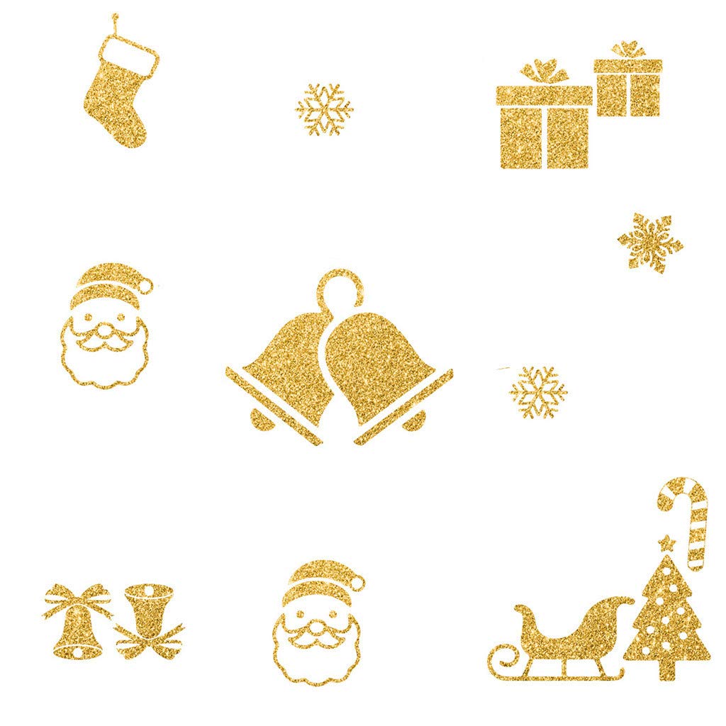 Christmas Removable Wall Decals - Merry Holiday Decor Stickers for Room, Home & Office - Glow in The Dark Gold Vinyl Mural - Perfect for Bedroom, Nursery & Party Decorations