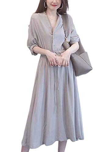 BLOSSOMLIFE Women's Plus Size Casual Button Up Long Dress - Half Sleeve Beach Dress for Summer Outings, Vacations & Date Nights