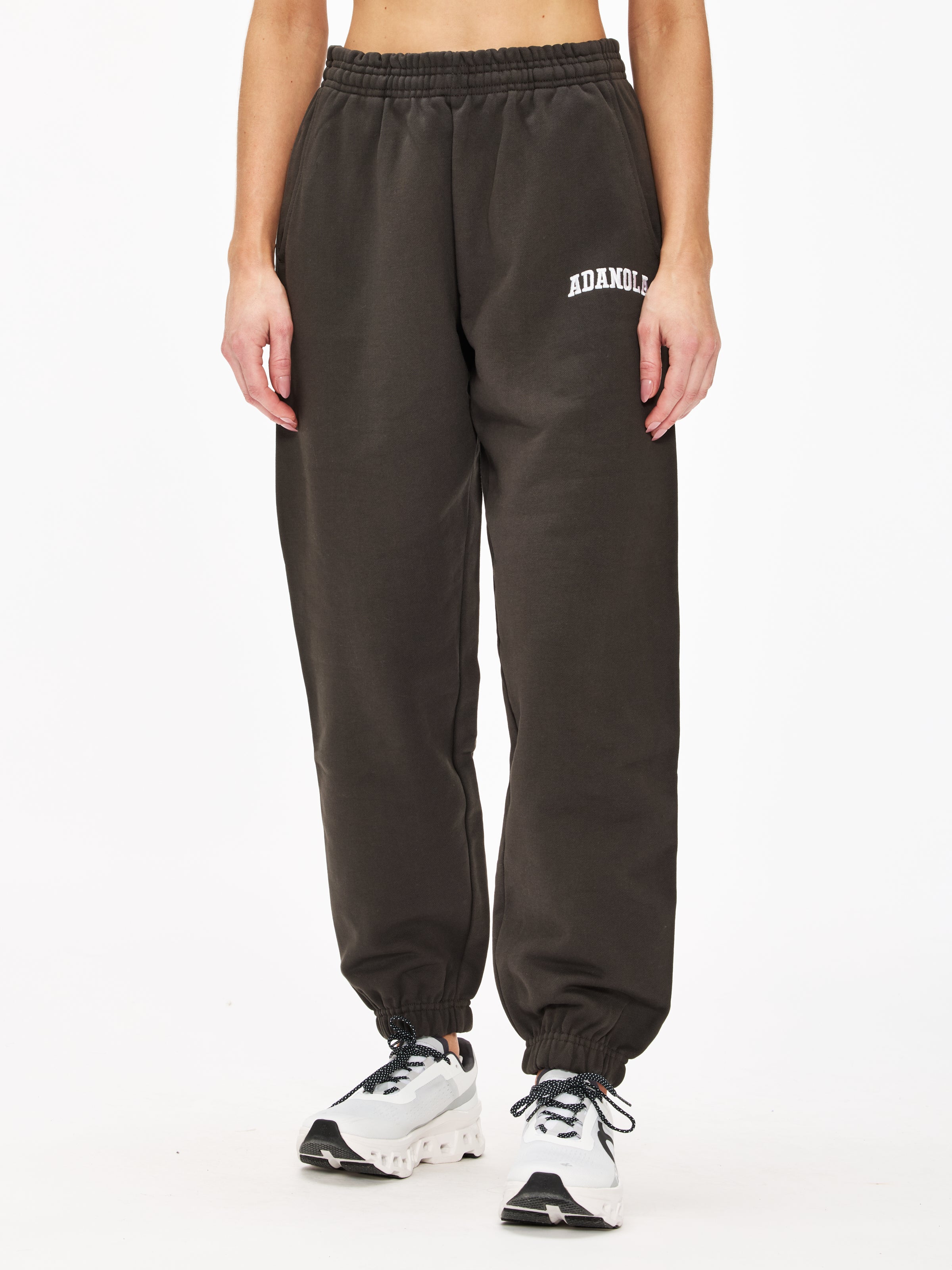 Adanola Women's Varsity Sweatpants - High Waisted Fleece Joggers for Yoga, Gym & Lounge Wear - Trendy Casual Athletic Pants for Women