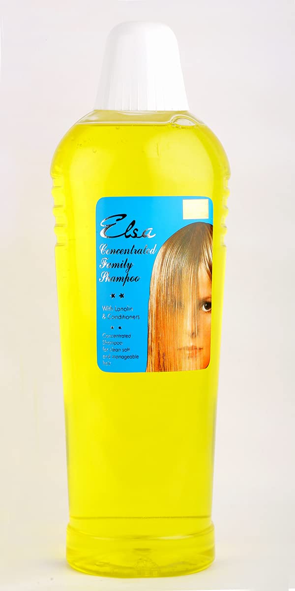 Elsa Concentrated Family Shampoo with Lanolin & Conditioner - 1000ml for Dry, Damaged Hair - Gentle Cleansing for All Hair Types - Perfect for Daily Family Use at Home or Travel
