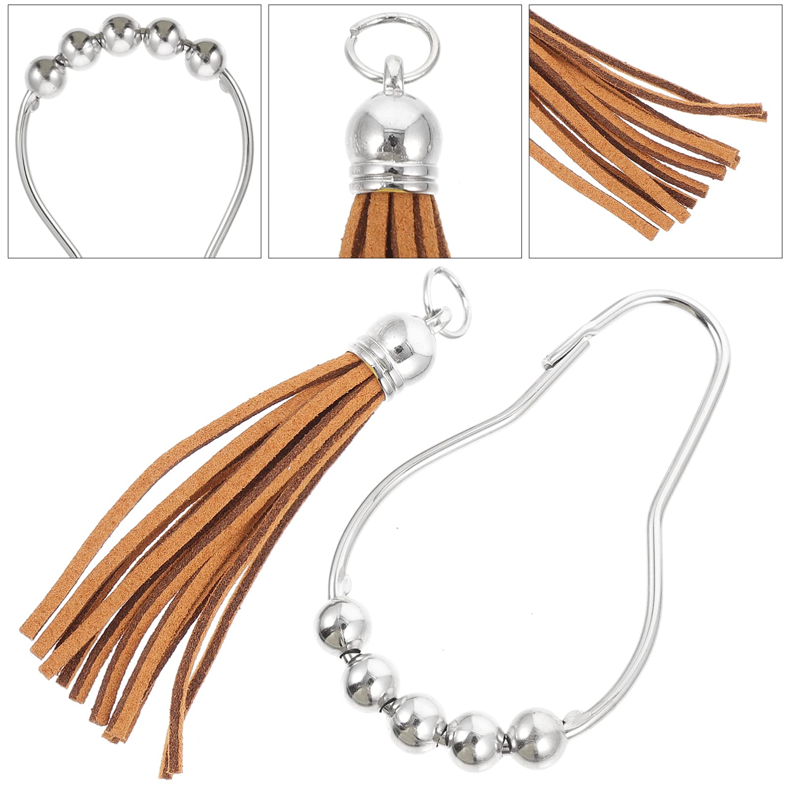 12 Pack Hemoton Stainless Steel Shower Curtain Hooks & Rings - Heavy Duty Metal Drapery Hooks for Bathroom, Window Decor, Shower Rod - Rustproof Home Decoration Accessories (Perfect for Bathroom Renovation, Hotel Upgrades & Home Decor Projects)
