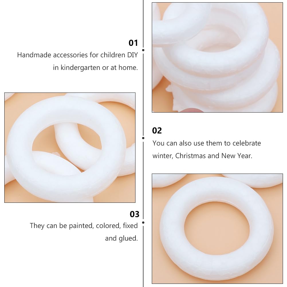 PRETYZOOM 25 Pack White Craft Foam Wreath Rings - 7.3x1.5cm Polystyrene Foam Circles for DIY Floral Arrangements, Christmas Decor, Wedding Centerpieces & Home Crafting Projects