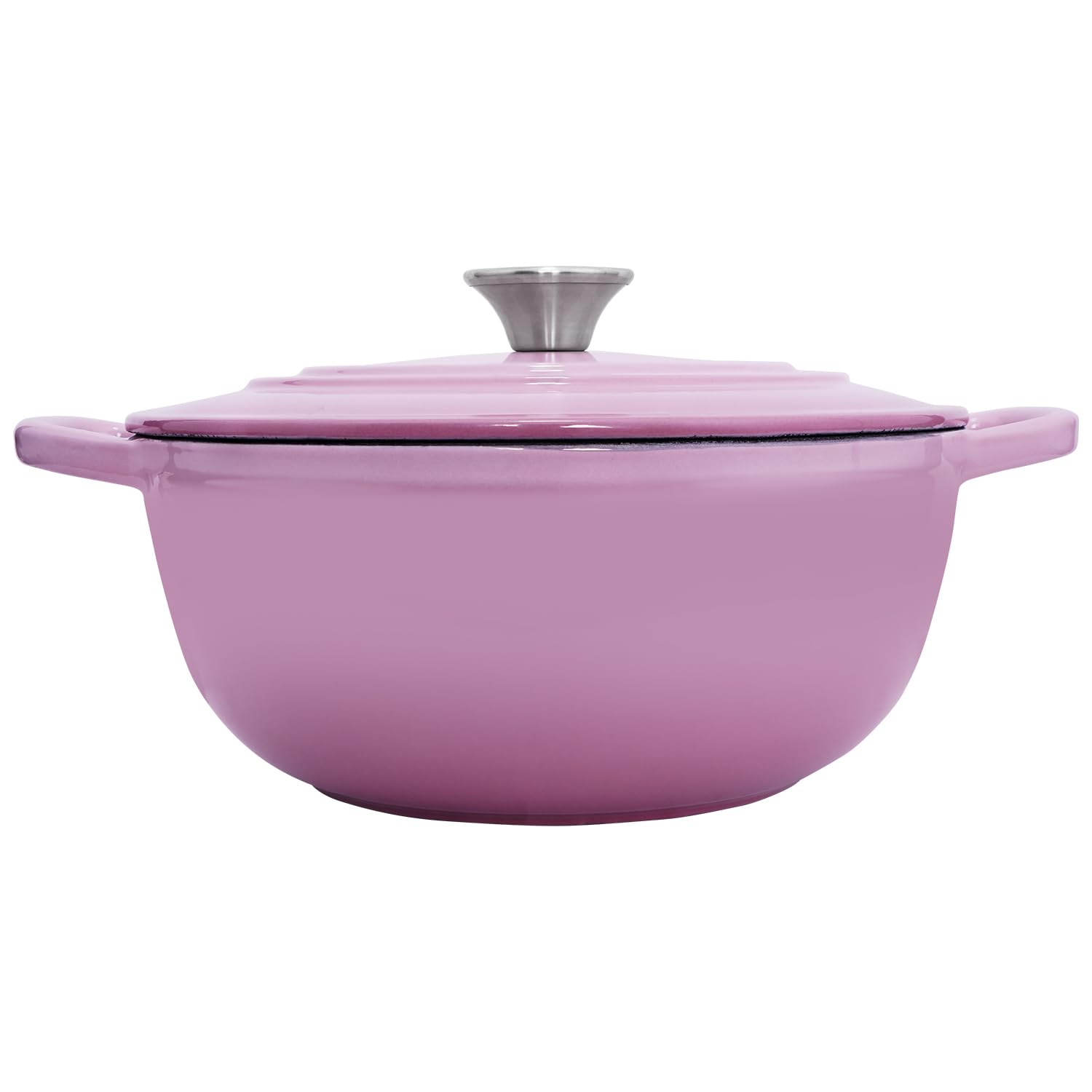 4.8 QT Pink Enameled Cast Iron Dutch Oven with Lid & Handles - Perfect for Bread Baking, Stews, Soups & Camping Cooking - Heavy Duty Oven & Stovetop Safe Cookware